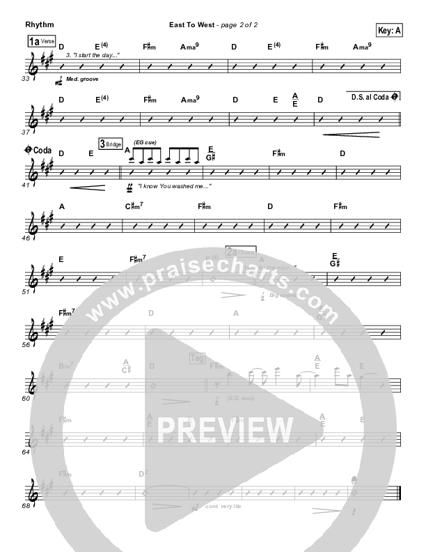 East To West Rhythm Chart (Casting Crowns)