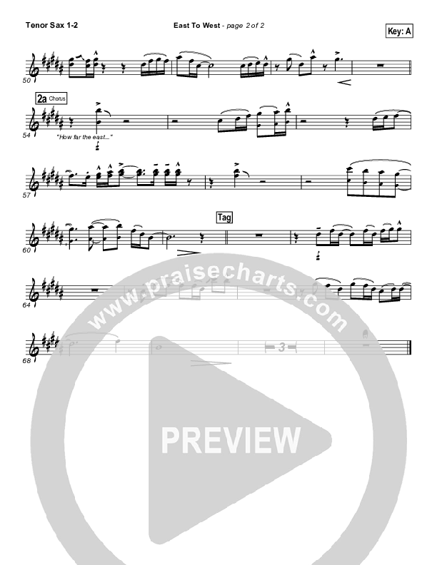 East To West Tenor Sax 1/2 (Casting Crowns)