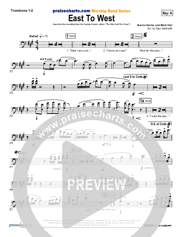 East To West Trombone 1/2 (Casting Crowns)