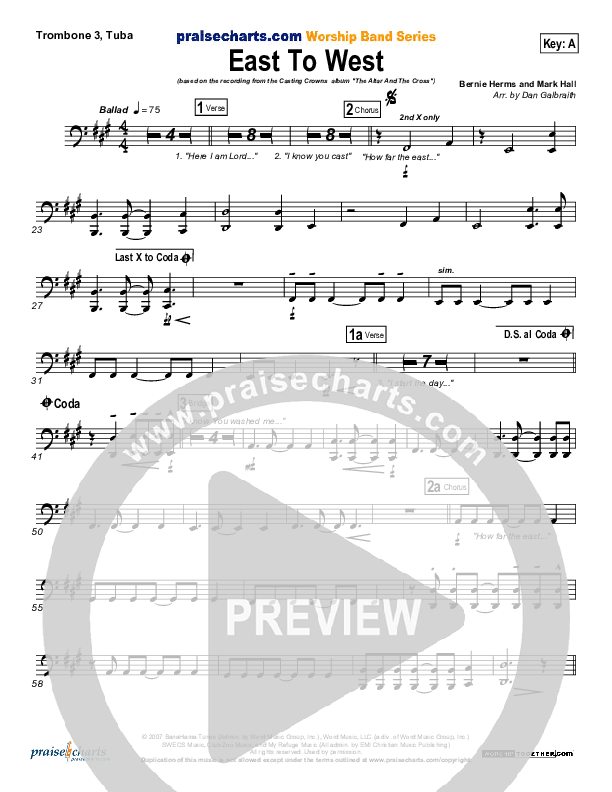 East To West Trombone 3/Tuba (Casting Crowns)