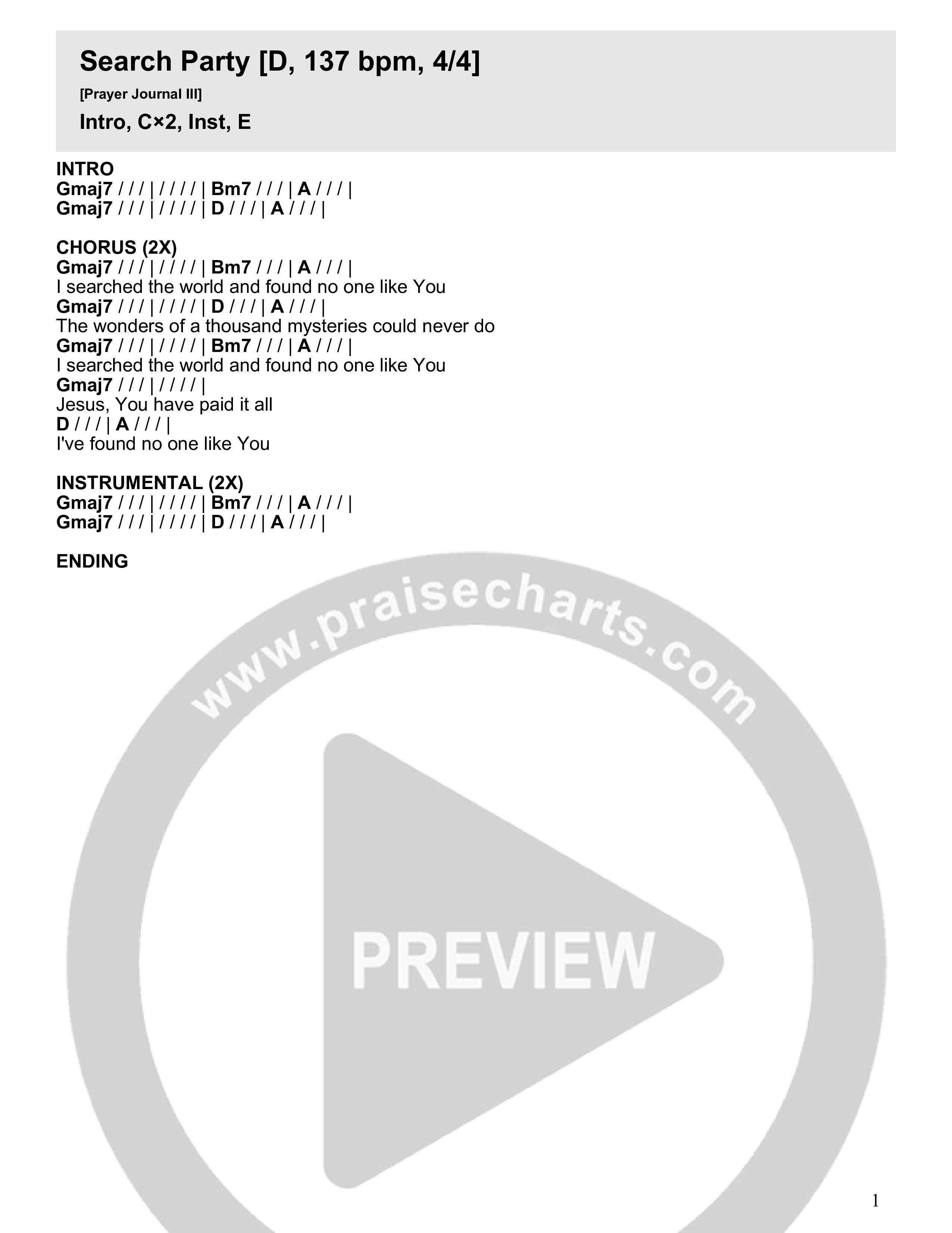 Search Party Chord Chart (River Valley AGES)