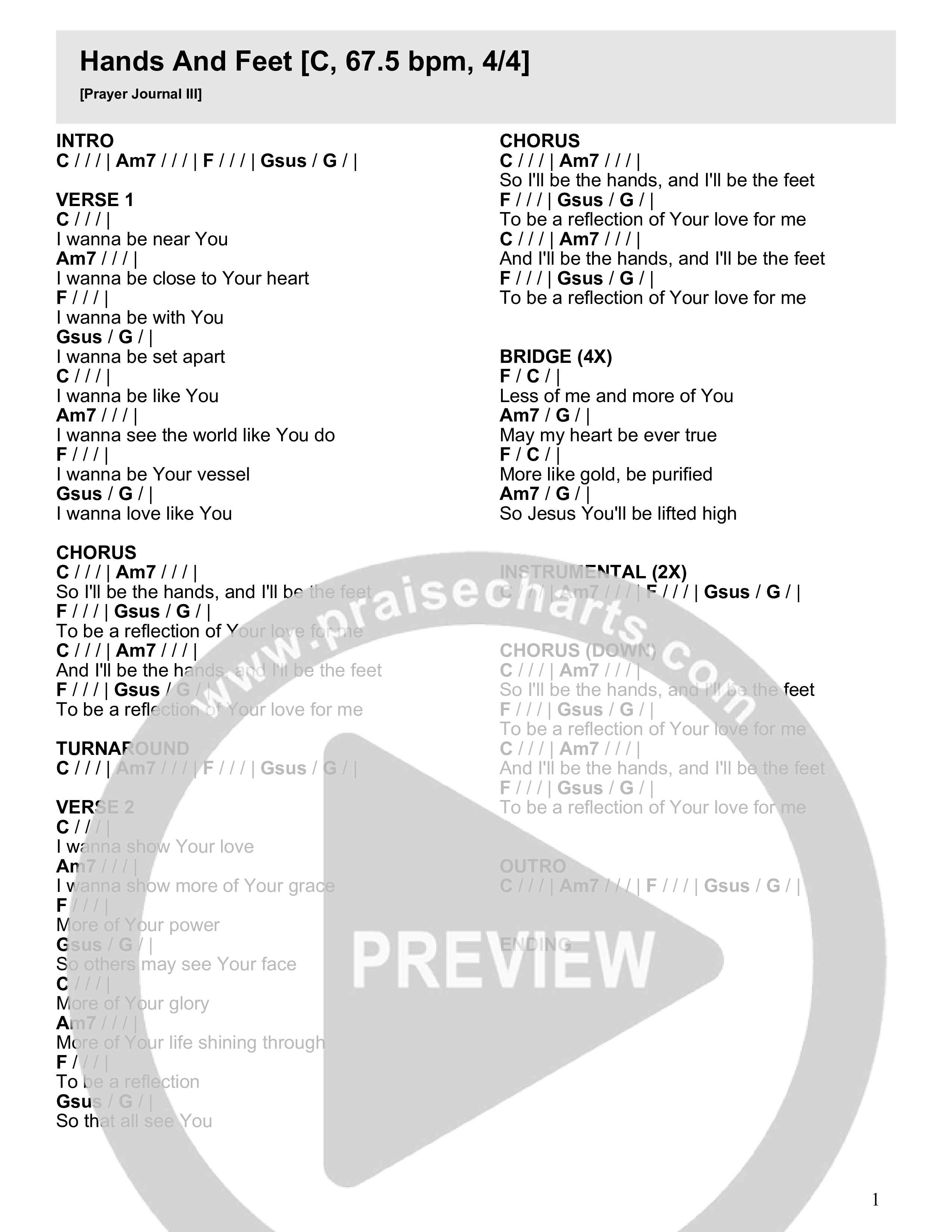 Hands & Feet Chord Chart (River Valley AGES)