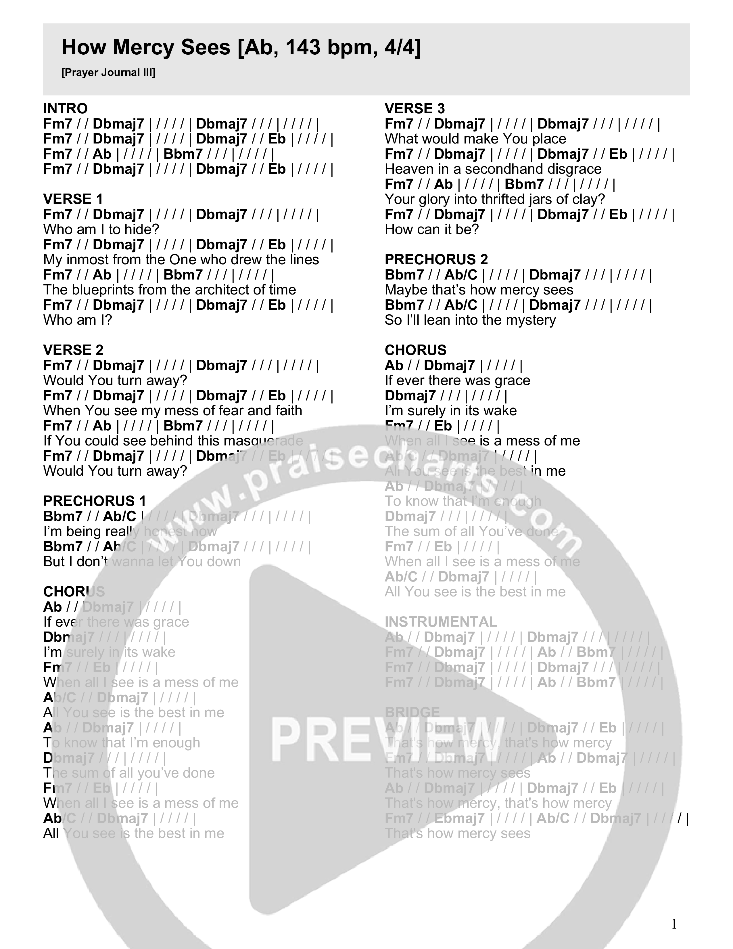 How Mercy Sees Chord Chart (River Valley AGES)