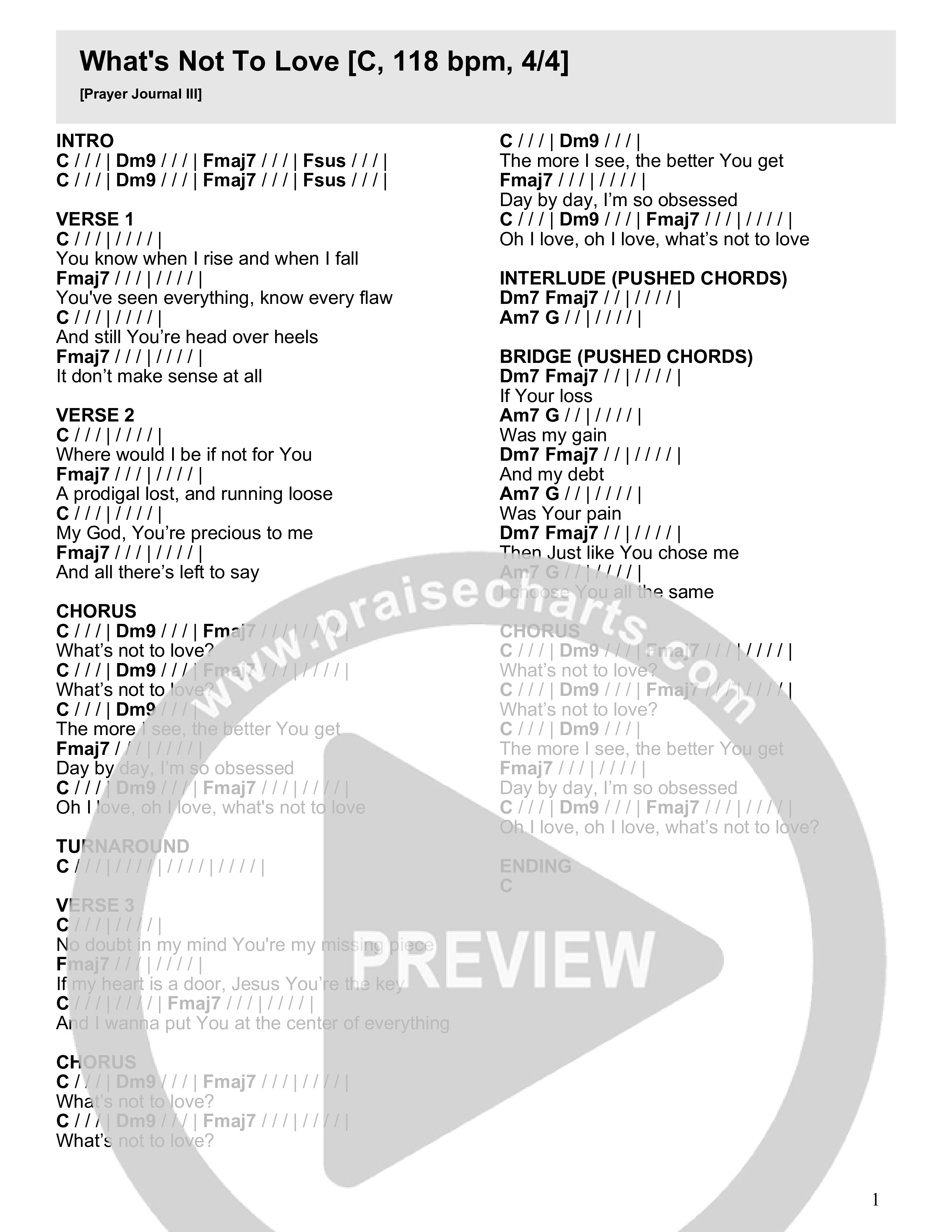What's Not To Love Chord Chart (River Valley AGES)