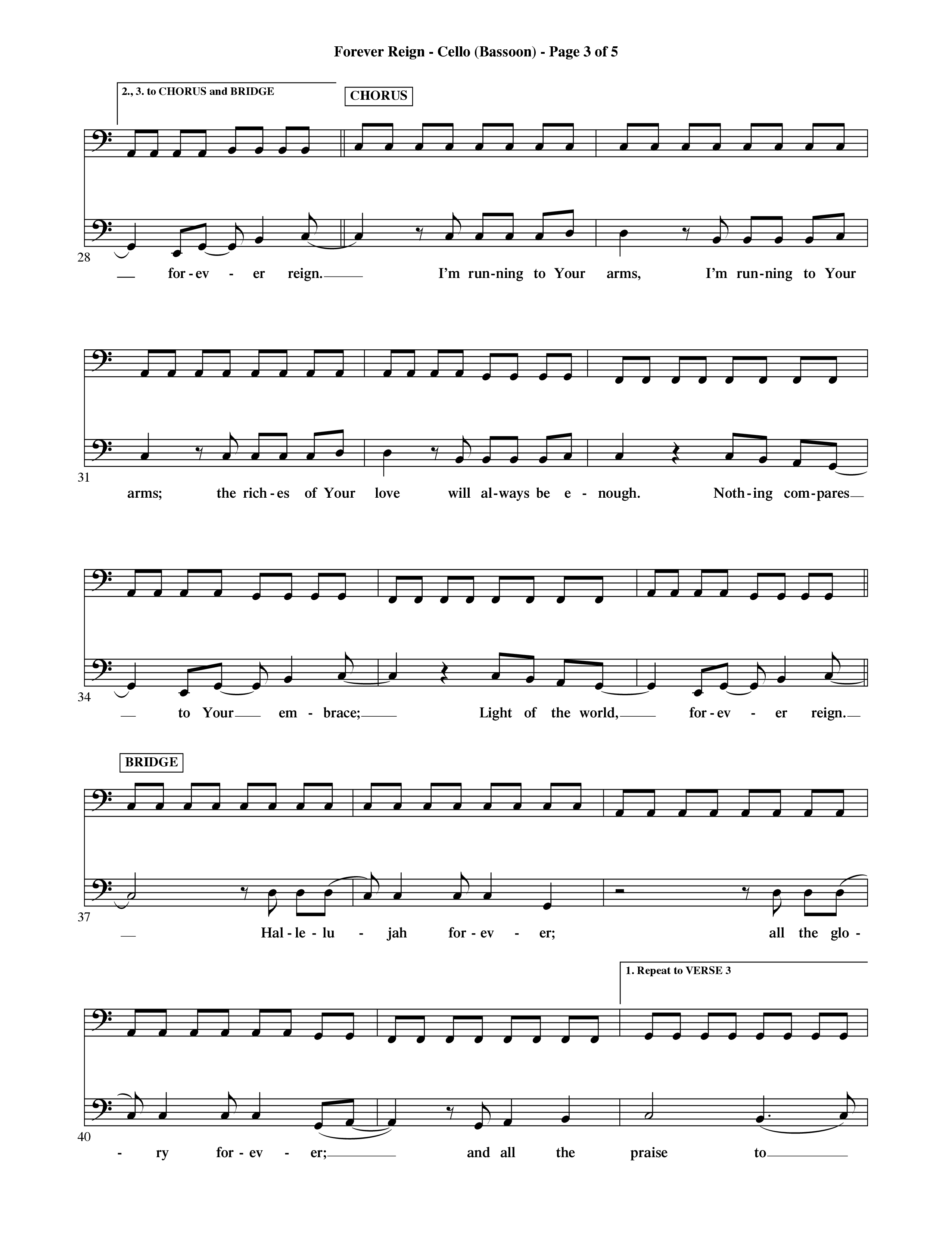 Forever Reign (Choral Anthem SATB) Cello (Word Music Choral / Orch. Michael Lawrence)