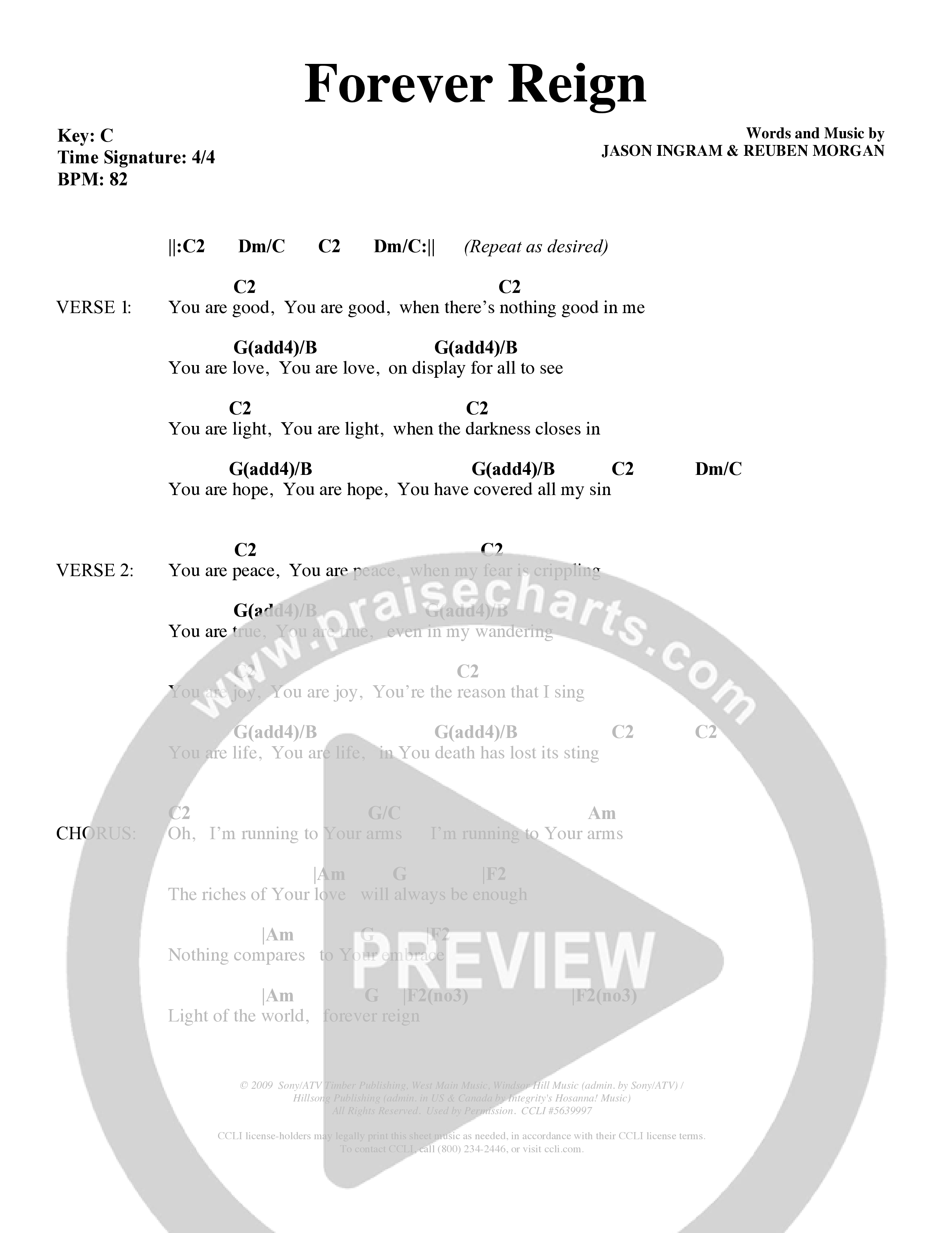 Forever Reign (Choral Anthem SATB) Chords & Lyrics (Word Music Choral / Orch. Michael Lawrence)