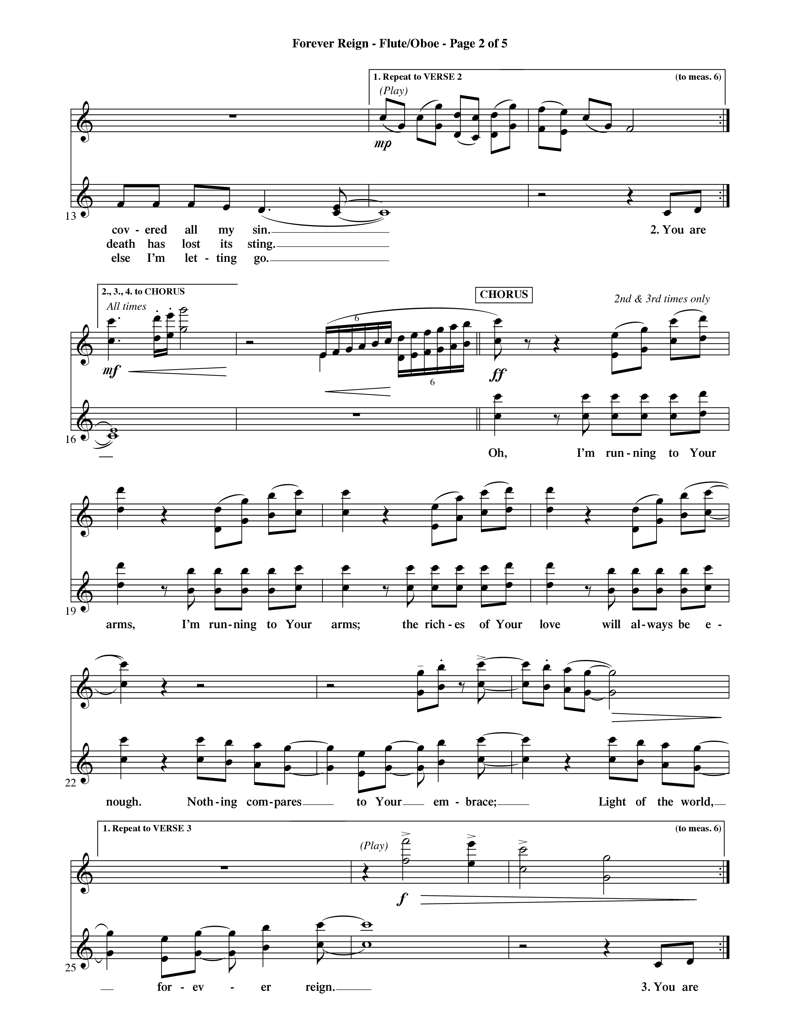 Forever Reign (Choral Anthem SATB) Flute/Oboe (Word Music Choral / Orch. Michael Lawrence)