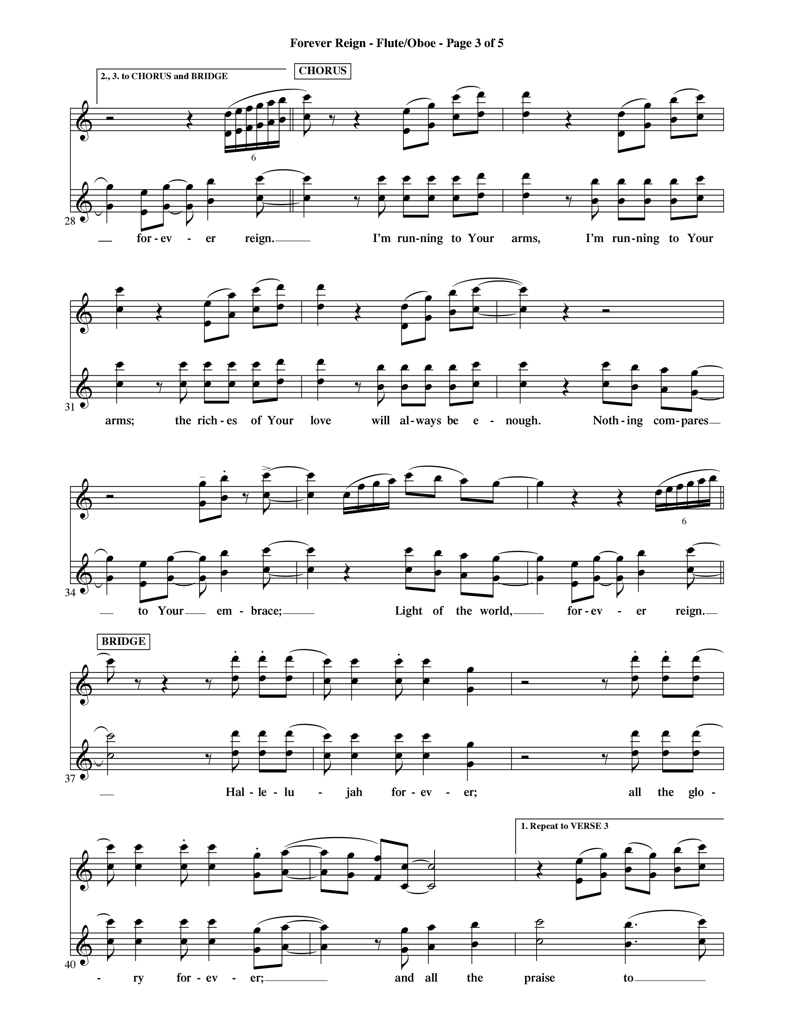 Forever Reign (Choral Anthem SATB) Flute/Oboe (Word Music Choral / Orch. Michael Lawrence)