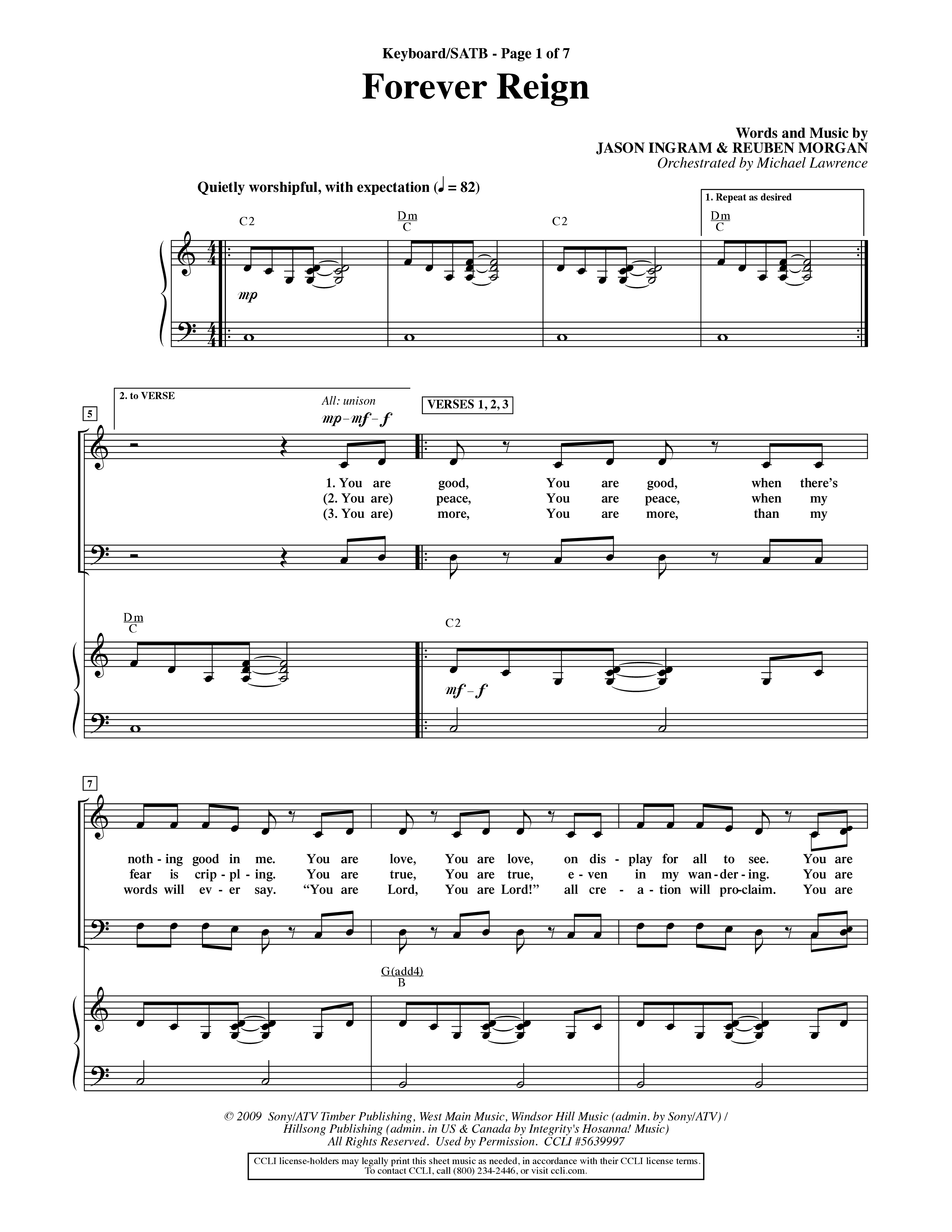 Forever Reign (Choral Anthem SATB) Keyboard/Vocal (SATB) (Word Music Choral / Orch. Michael Lawrence)