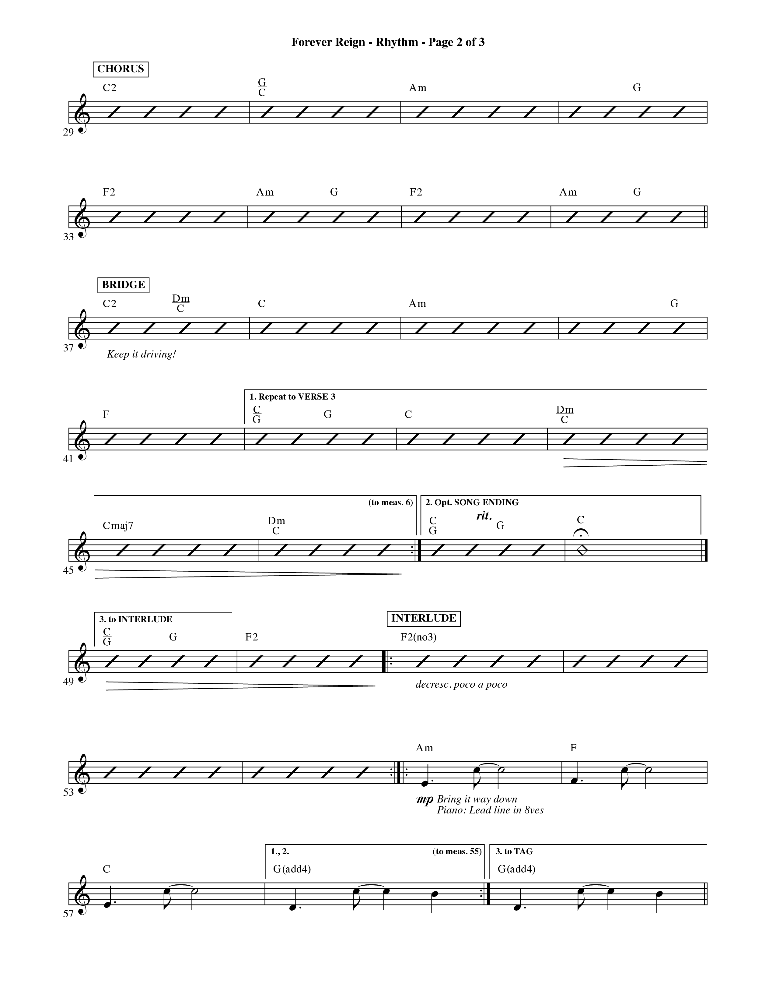 Forever Reign (Choral Anthem SATB) Rhythm Chart (Word Music Choral / Orch. Michael Lawrence)