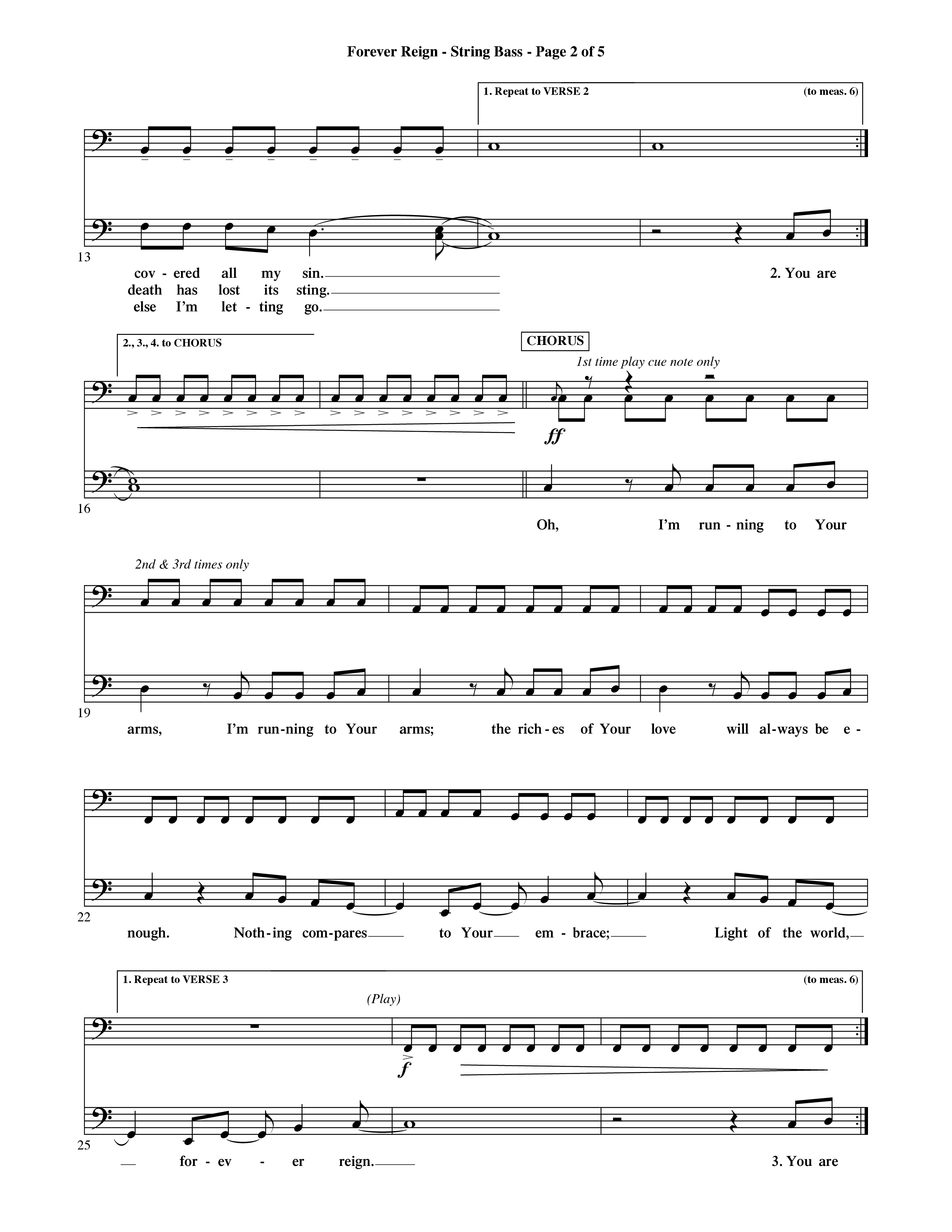 Forever Reign (Choral Anthem SATB) String Bass (Word Music Choral / Orch. Michael Lawrence)
