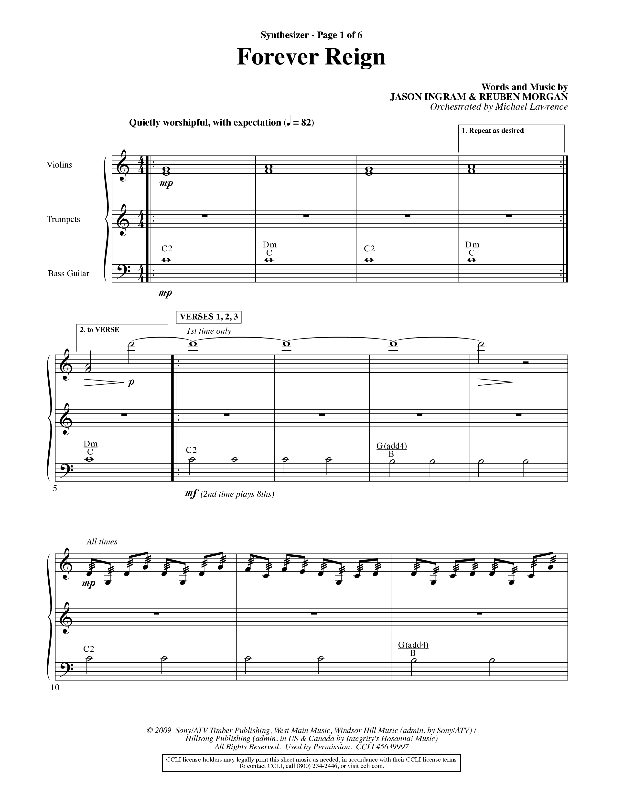 Forever Reign (Choral Anthem SATB) Synth (Word Music Choral / Orch. Michael Lawrence)