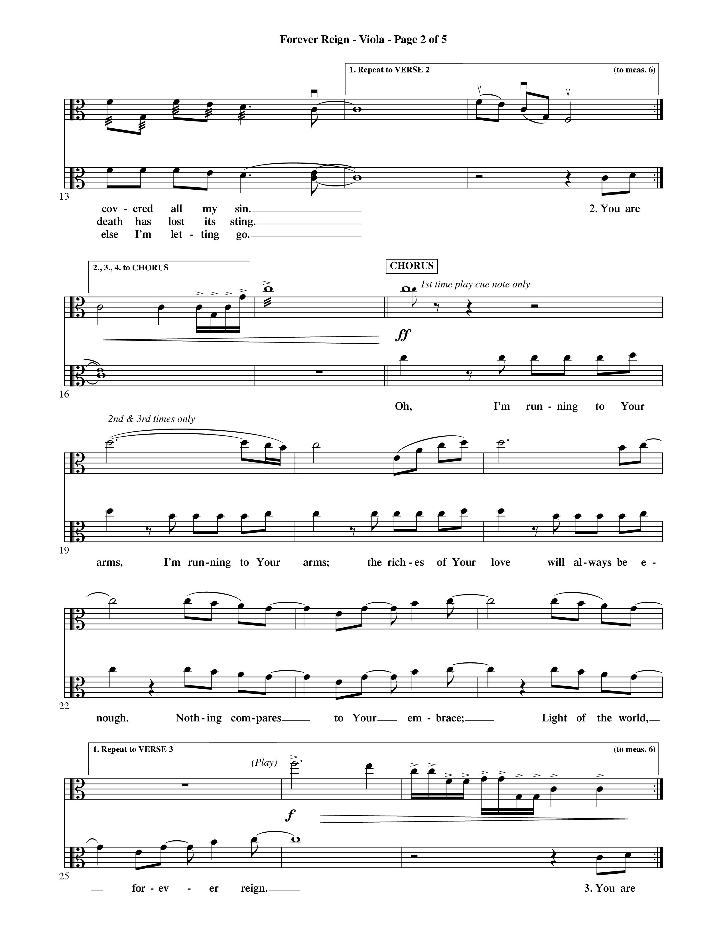 Forever Reign (Choral Anthem SATB) Viola (Word Music Choral / Orch. Michael Lawrence)