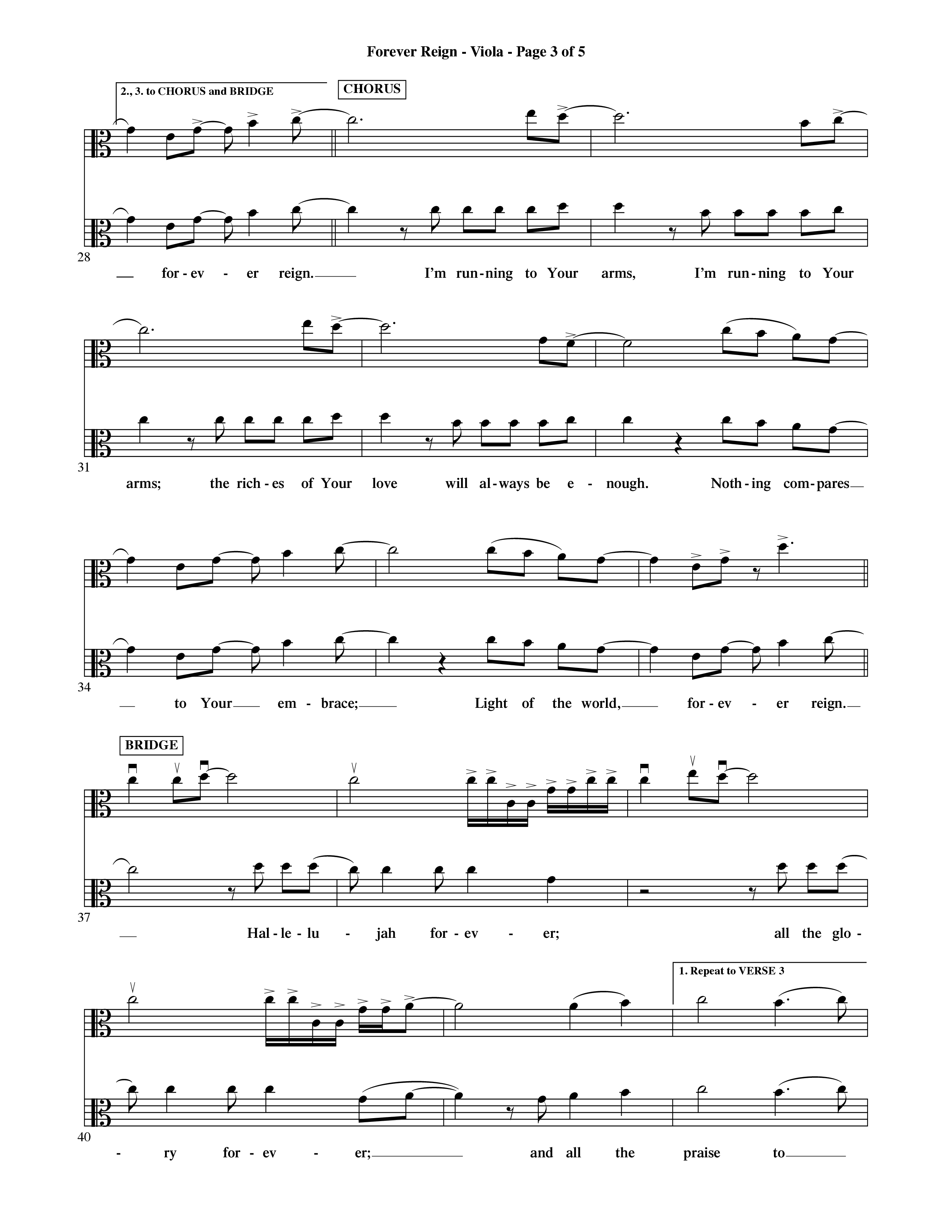 Forever Reign (Choral Anthem SATB) Viola (Word Music Choral / Orch. Michael Lawrence)