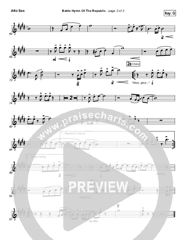 Battle Hymn Of The Republic Alto Sax (PraiseCharts Band / Arr. Daniel Galbraith)