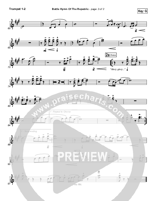 Battle Hymn Of The Republic Trumpet 1,2 (PraiseCharts Band / Arr. Daniel Galbraith)