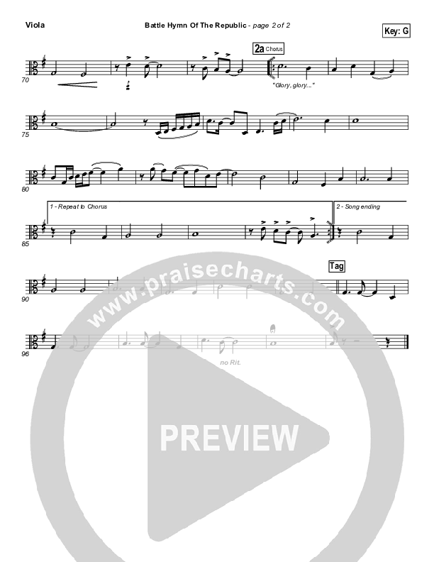 Battle Hymn Of The Republic Viola (PraiseCharts Band / Arr. Daniel Galbraith)
