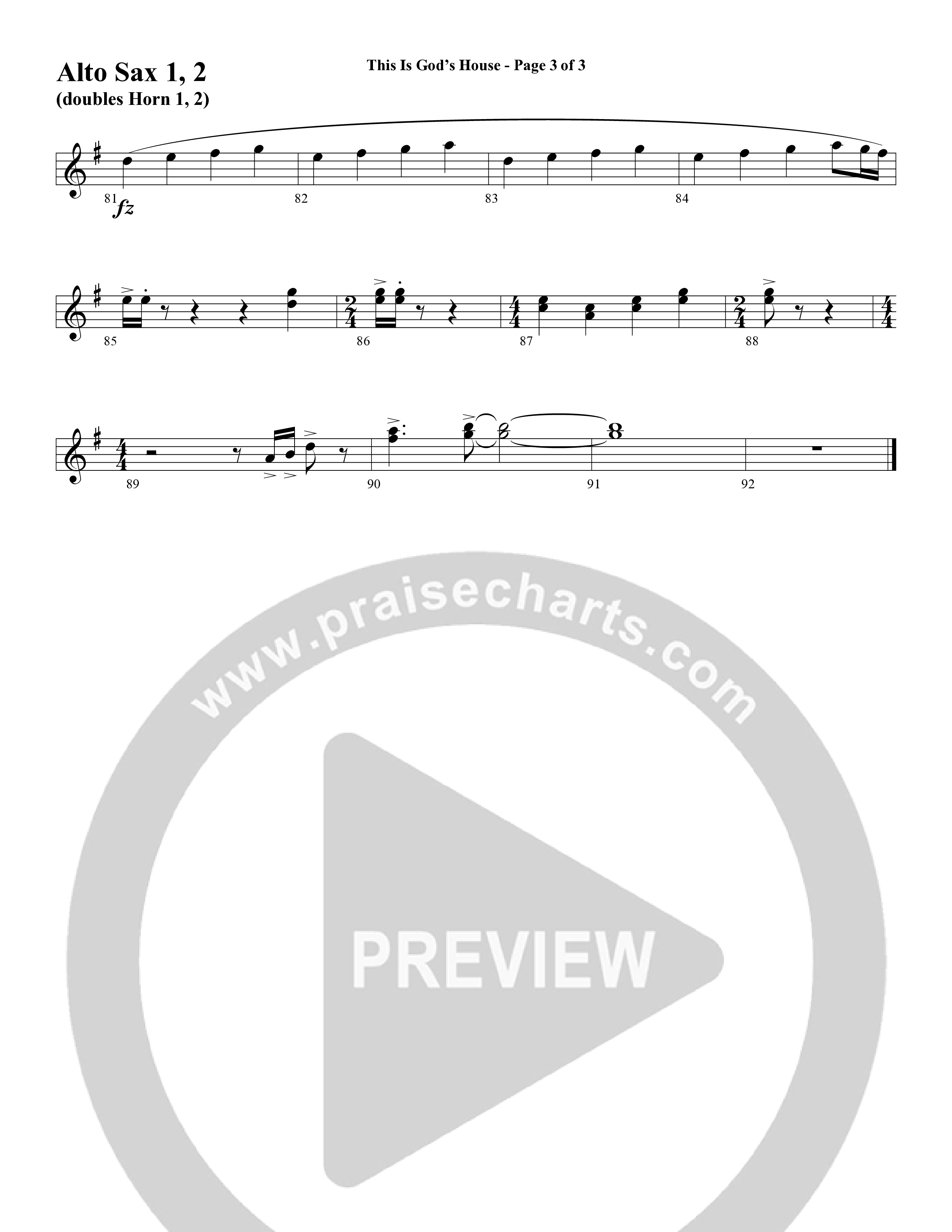 This Is God’s House (Choral Anthem SATB) Alto Sax 1/2 (Word Music Choral / Arr. Lari Goss / Regi Stone)
