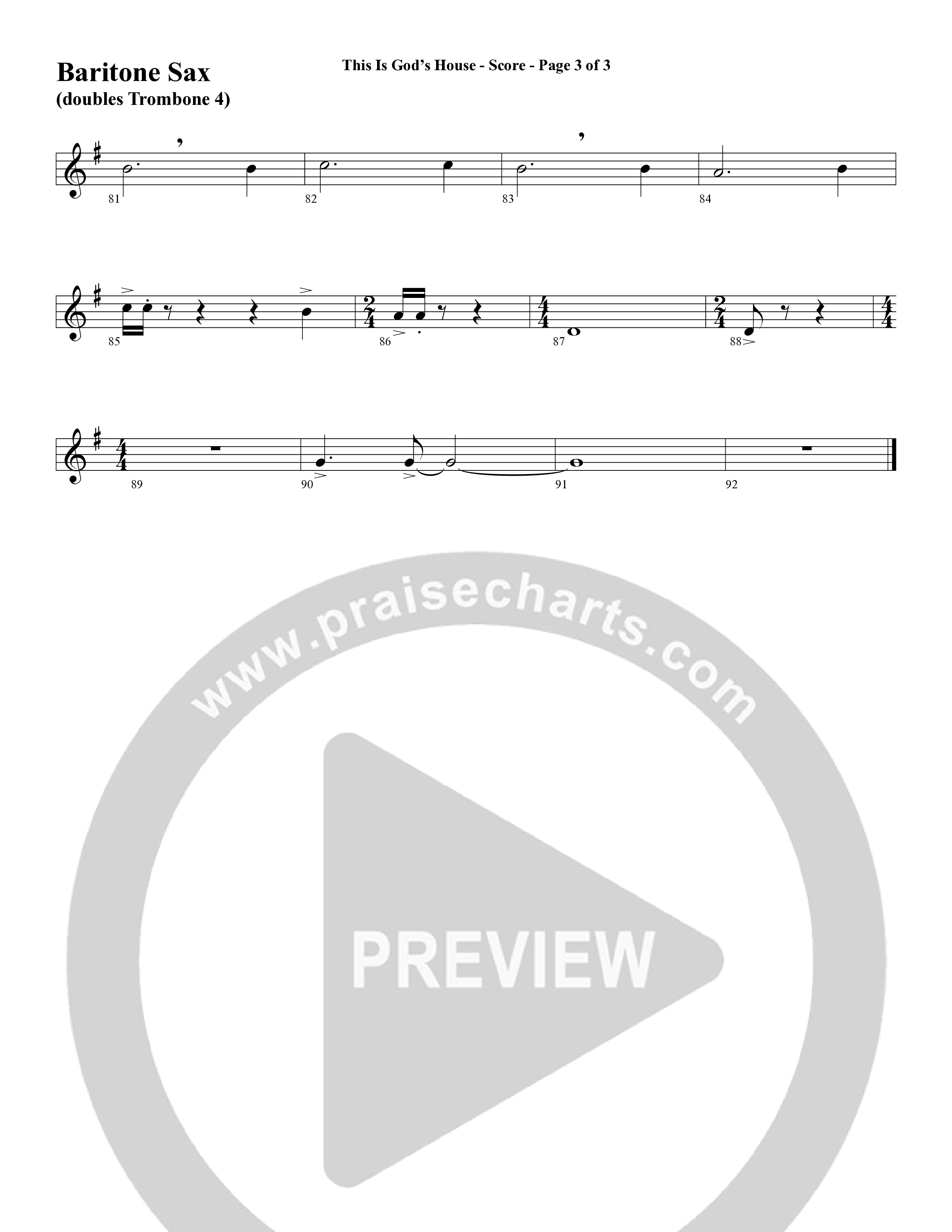 This Is God’s House (Choral Anthem SATB) Bari Sax (Word Music Choral / Arr. Lari Goss / Regi Stone)