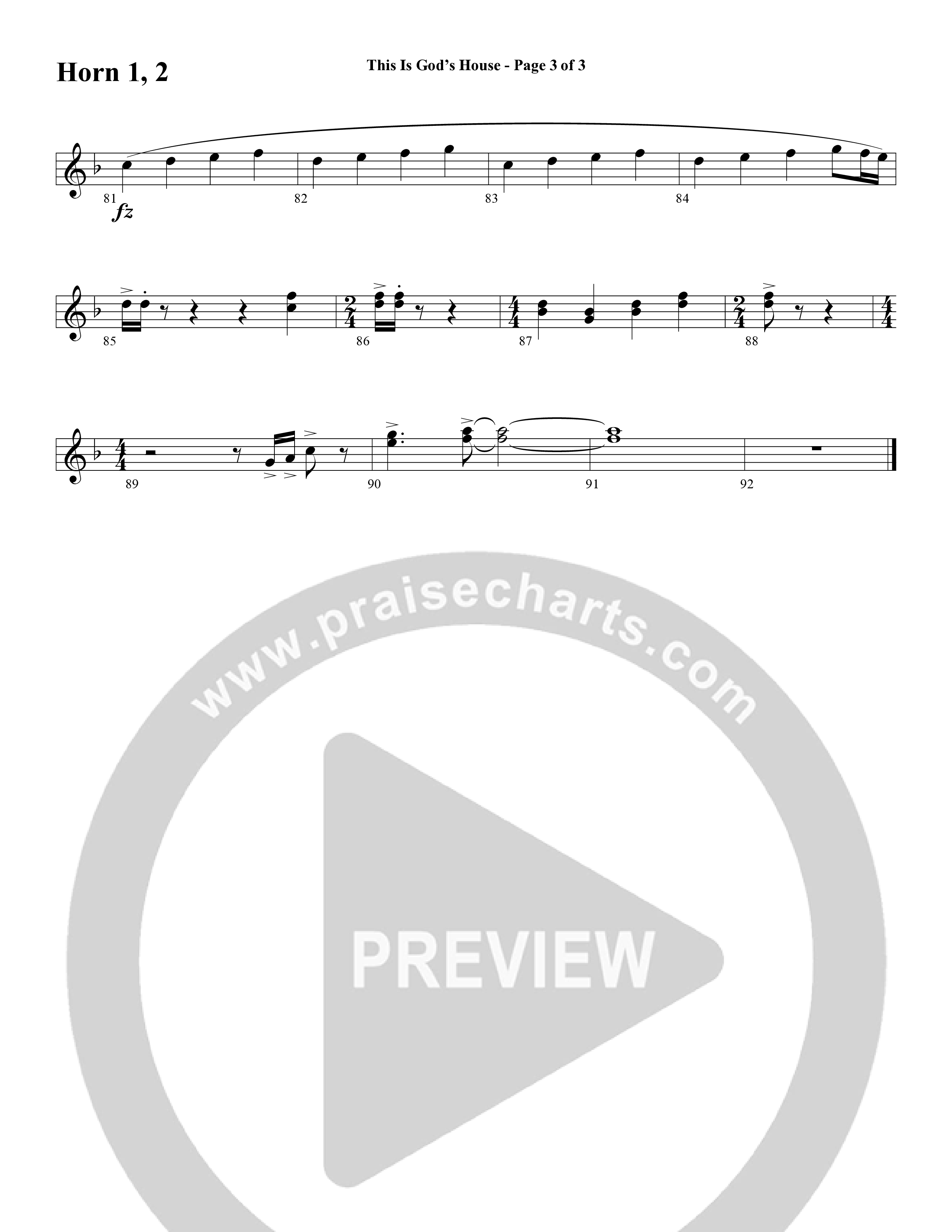 This Is God’s House (Choral Anthem SATB) French Horn 1/2 (Word Music Choral / Arr. Lari Goss / Regi Stone)
