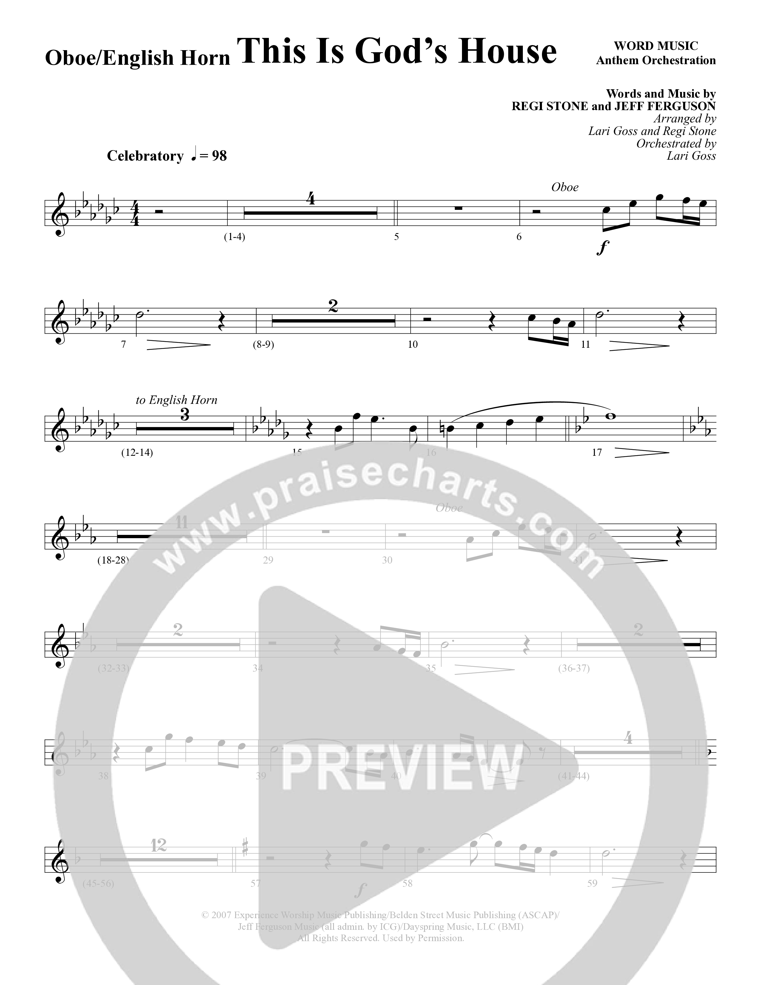 This Is God’s House (Choral Anthem SATB) Oboe (Word Music Choral / Arr. Lari Goss / Regi Stone)