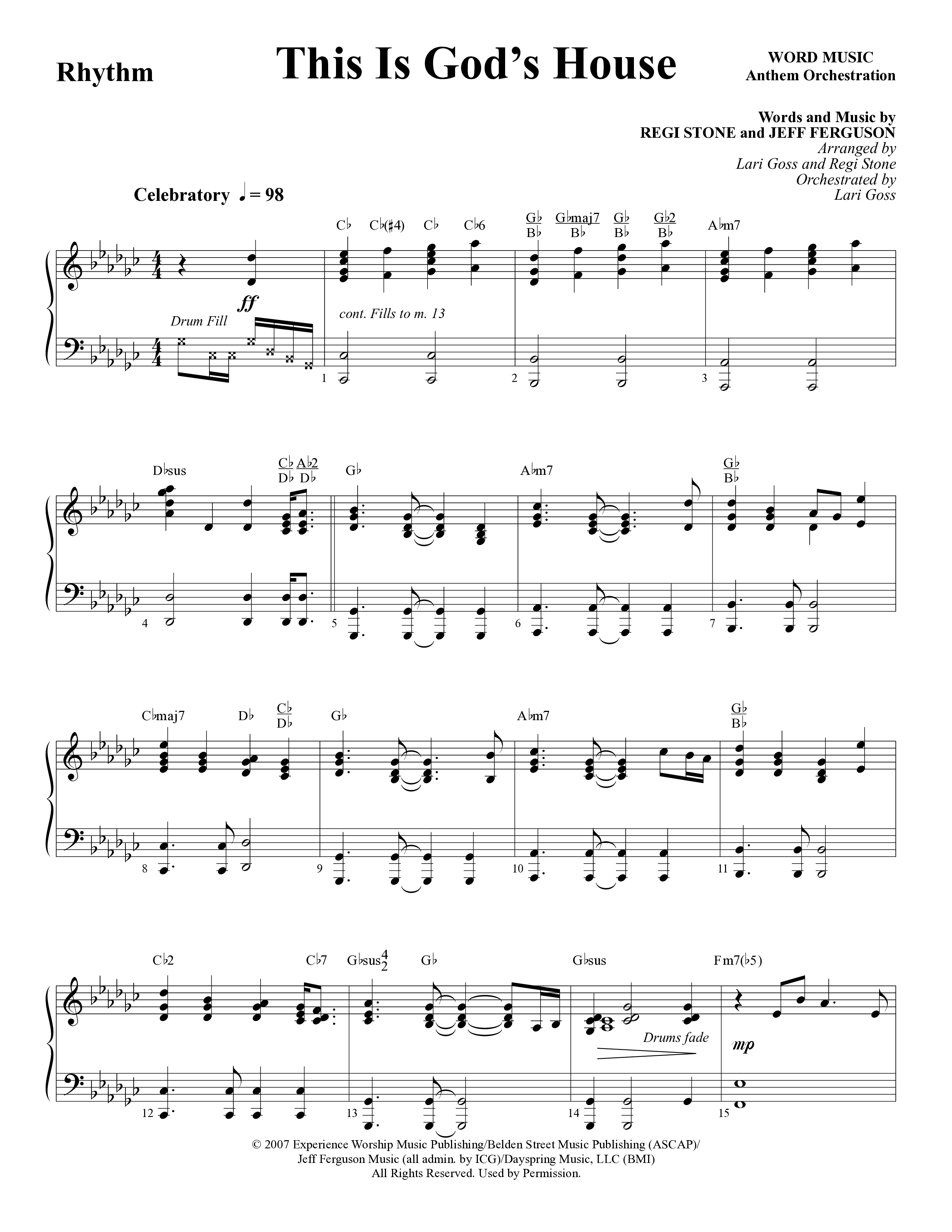 This Is God’s House (Choral Anthem SATB) Rhythm Chart (Word Music Choral / Arr. Lari Goss / Regi Stone)
