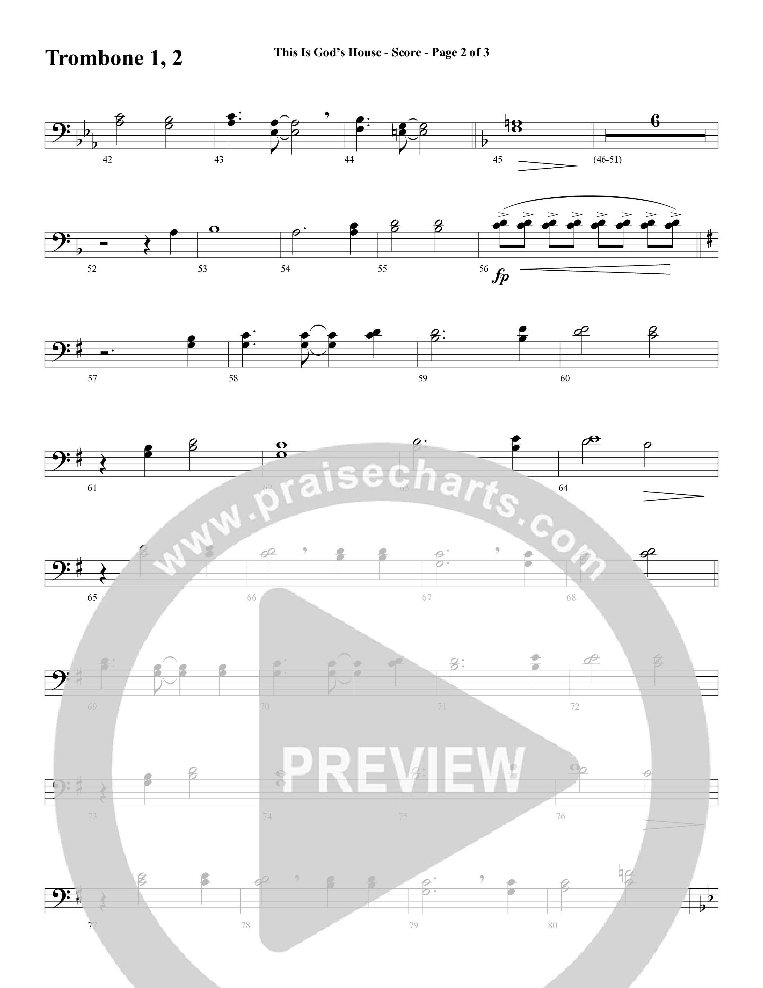 This Is God’s House (Choral Anthem SATB) Trombone 1/2 (Word Music Choral / Arr. Lari Goss / Regi Stone)