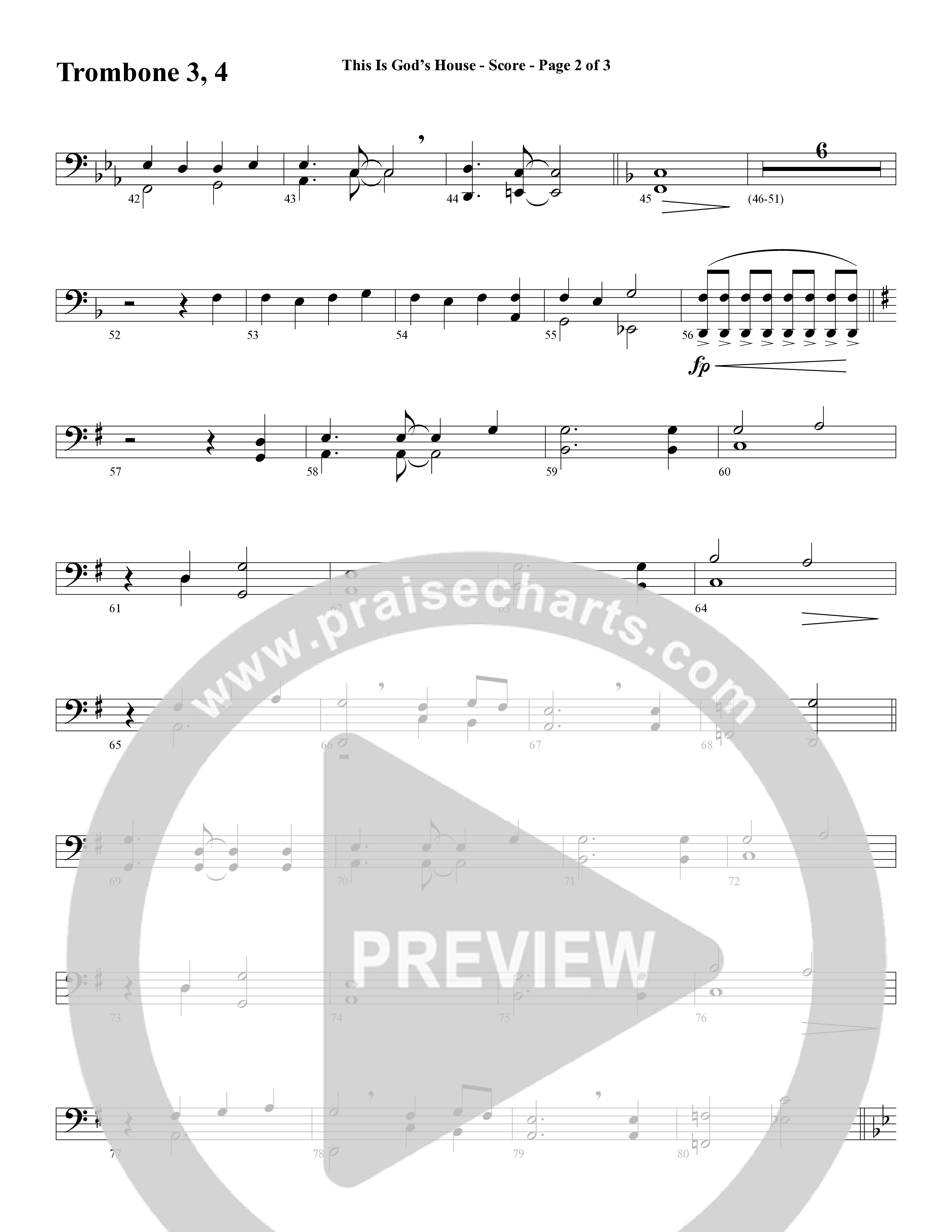 This Is God’s House (Choral Anthem SATB) Trombone 3/4 (Word Music Choral / Arr. Lari Goss / Regi Stone)