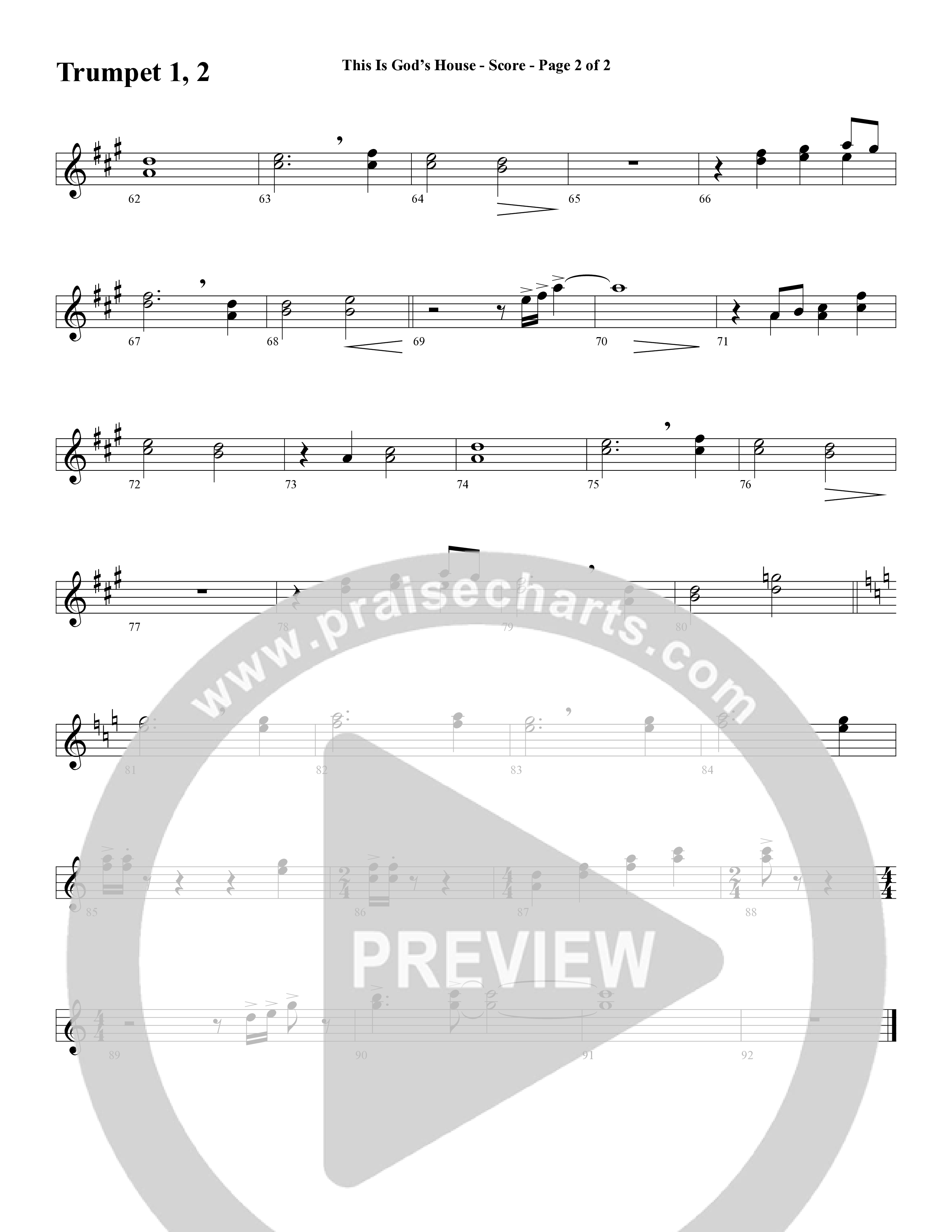 This Is God’s House (Choral Anthem SATB) Trumpet 1,2 (Word Music Choral / Arr. Lari Goss / Regi Stone)