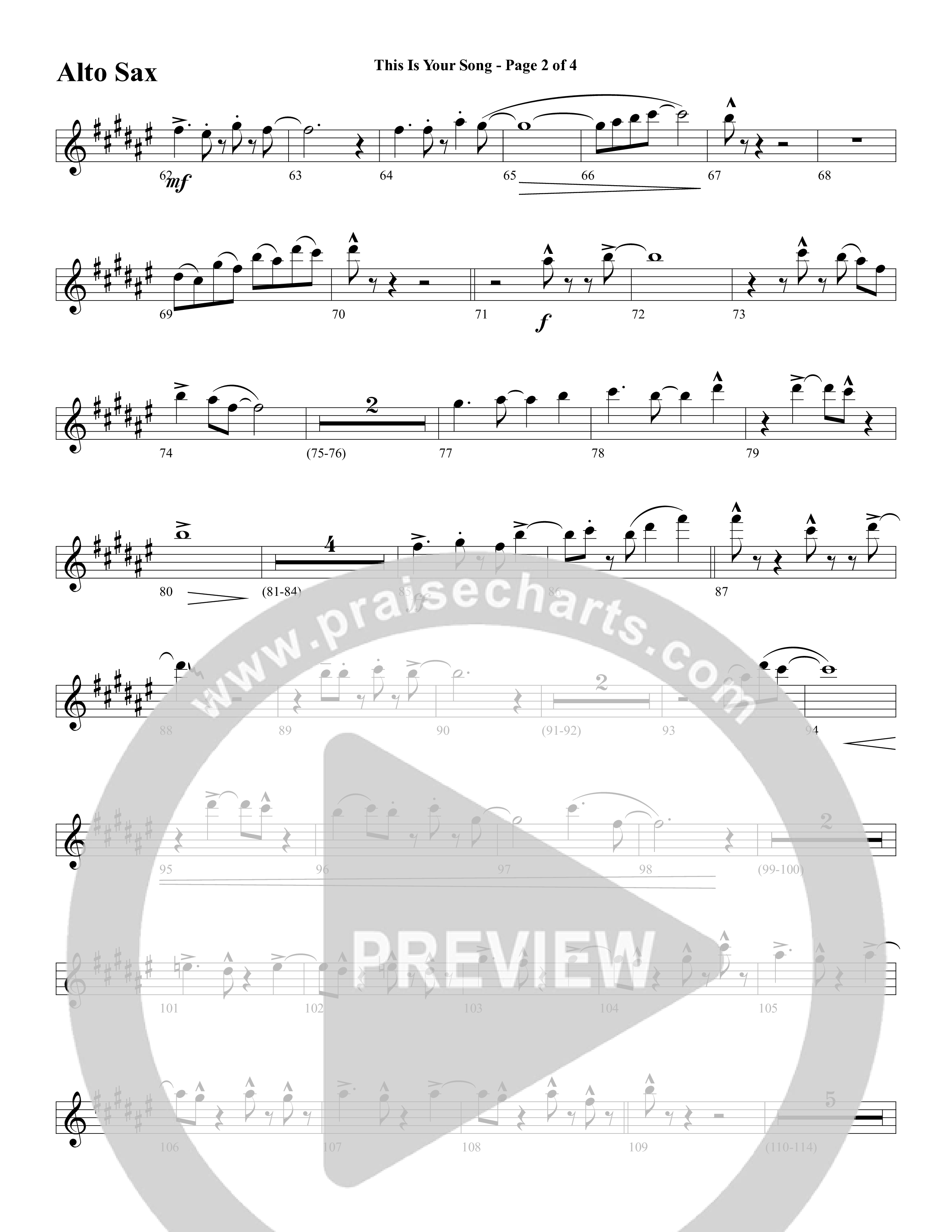This Is Your Song (Choral Anthem SATB) Alto Sax (Word Music Choral / Tom Brooks)