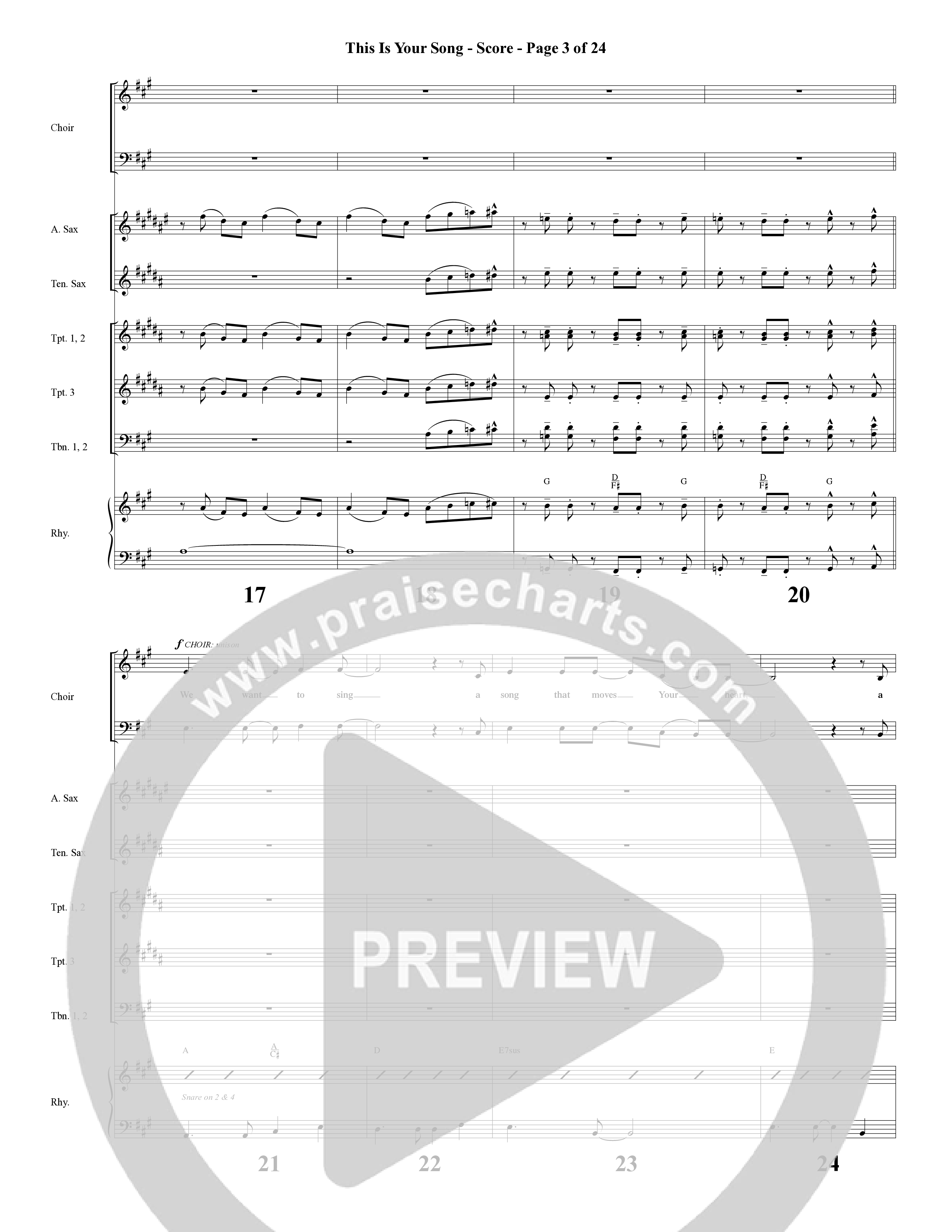 This Is Your Song (Choral Anthem SATB) Orchestration (Word Music Choral / Tom Brooks)