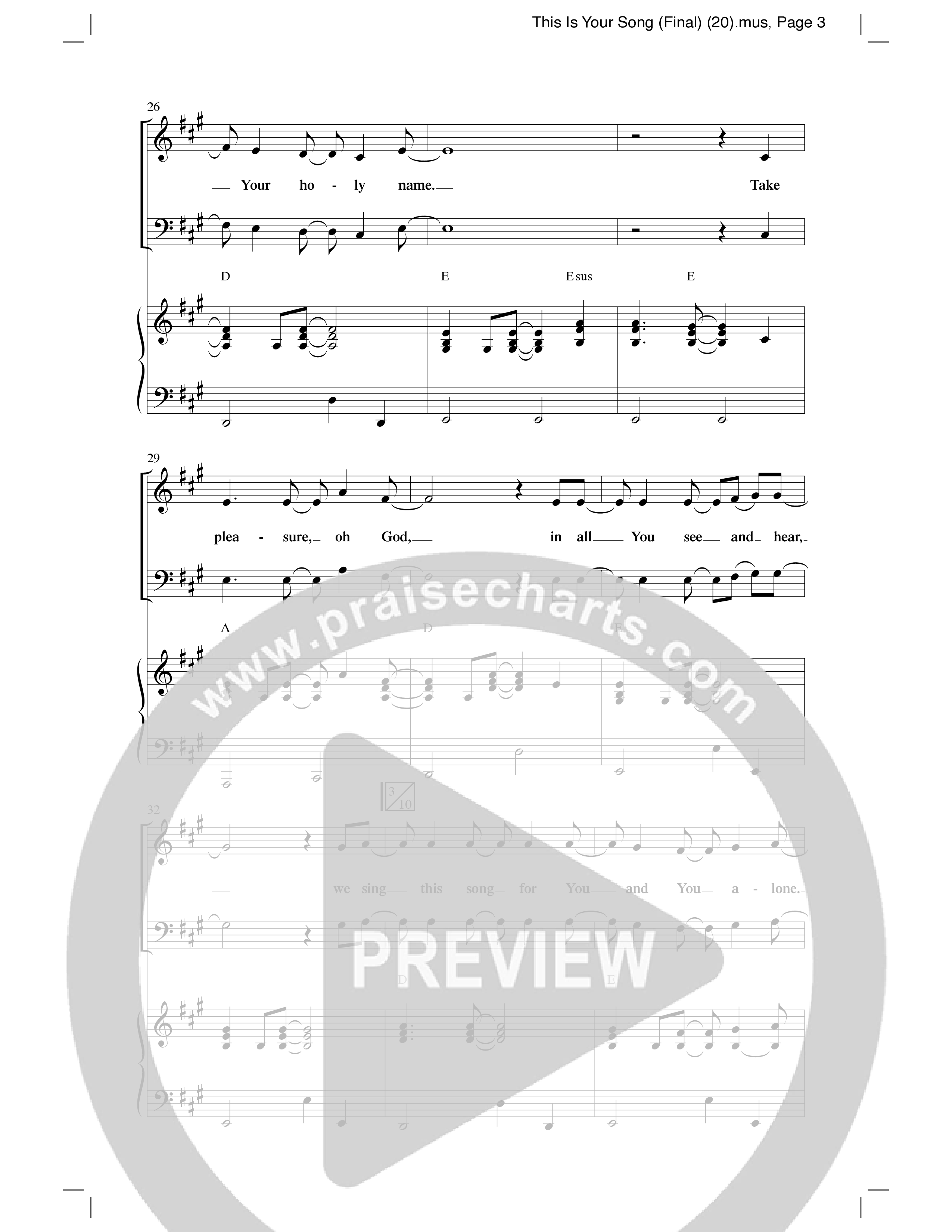 This Is Your Song (Choral Anthem SATB) Anthem (SATB/Piano) (Word Music Choral / Tom Brooks)