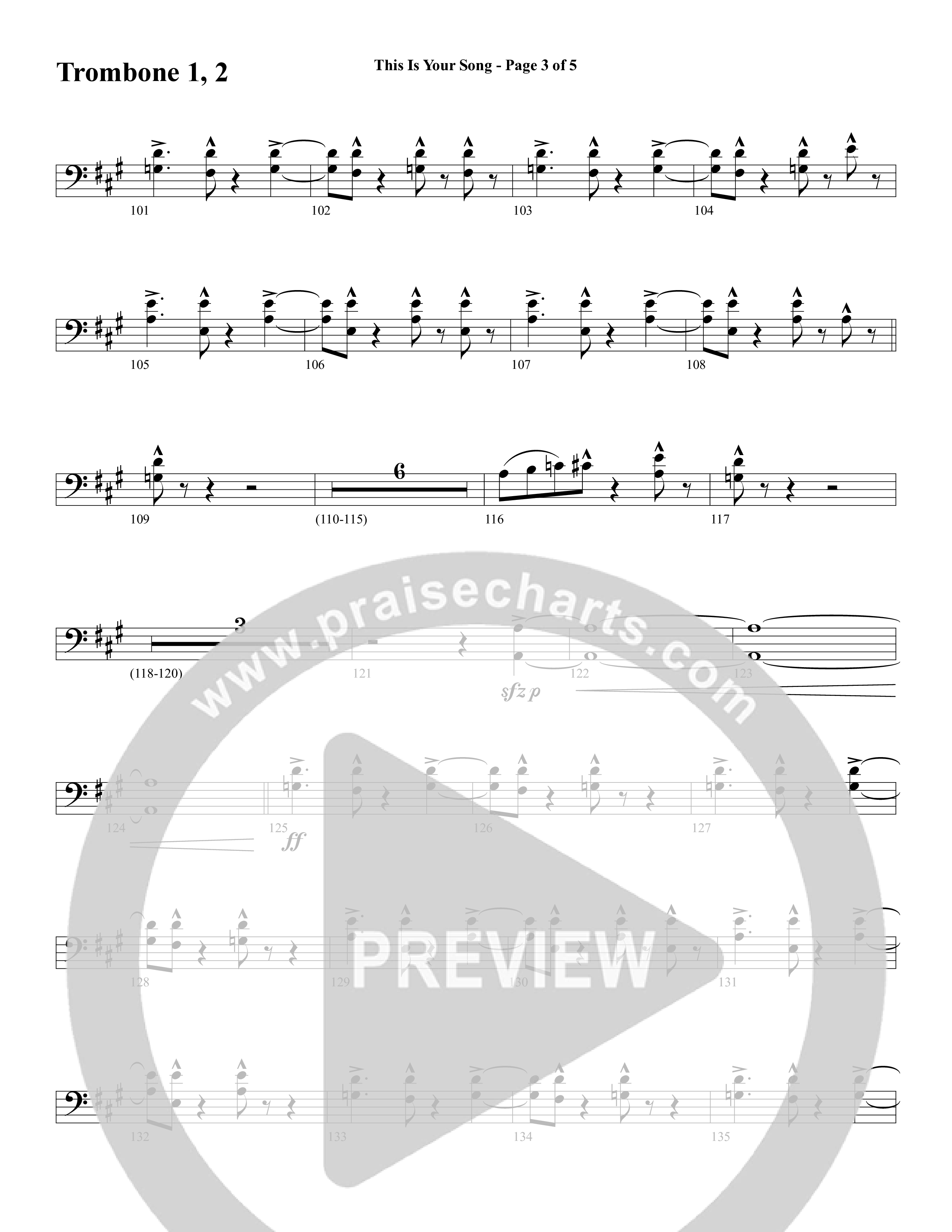 This Is Your Song (Choral Anthem SATB) Trombone 1/2 (Word Music Choral / Tom Brooks)