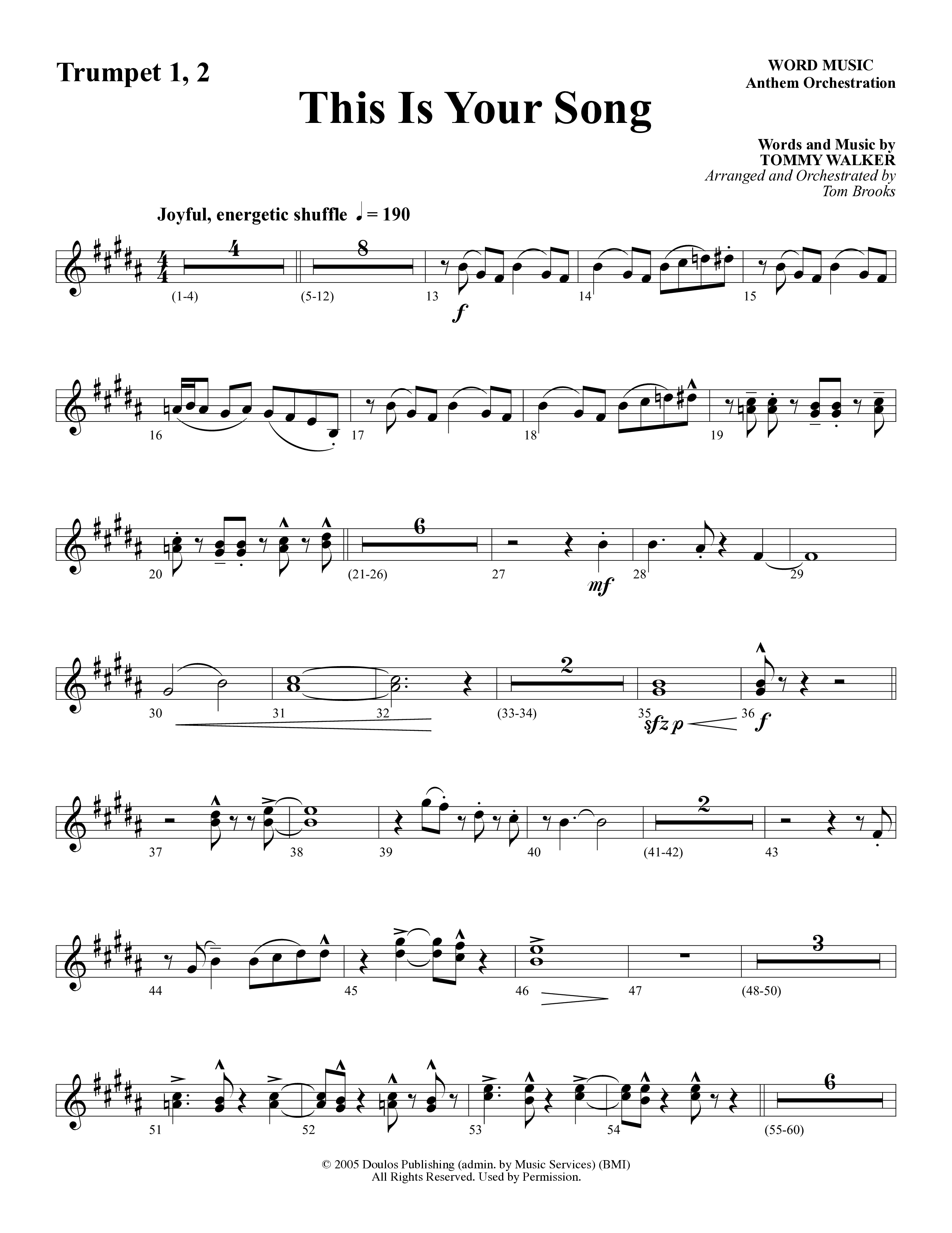 This Is Your Song (Choral Anthem SATB) Trumpet (Word Music Choral / Tom Brooks)