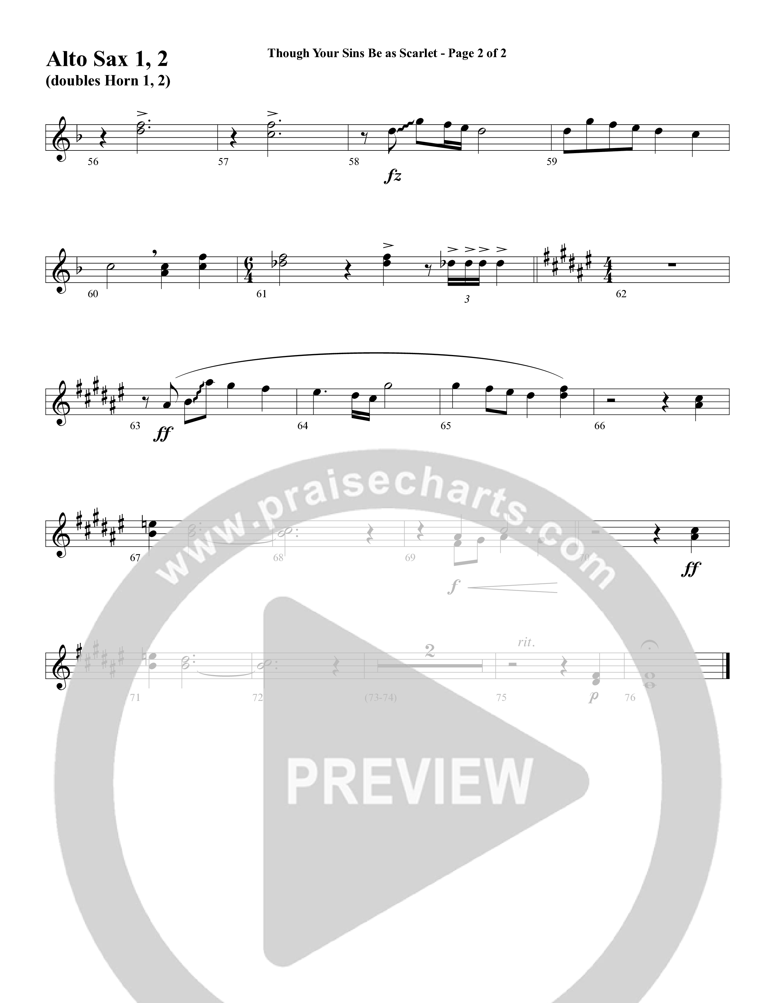 Though Your Sins Be as Scarlet (Choral Anthem SATB) Alto Sax (Word Music Choral / Geron Davis / Elizabeth Goodine / Wayne Goodine)