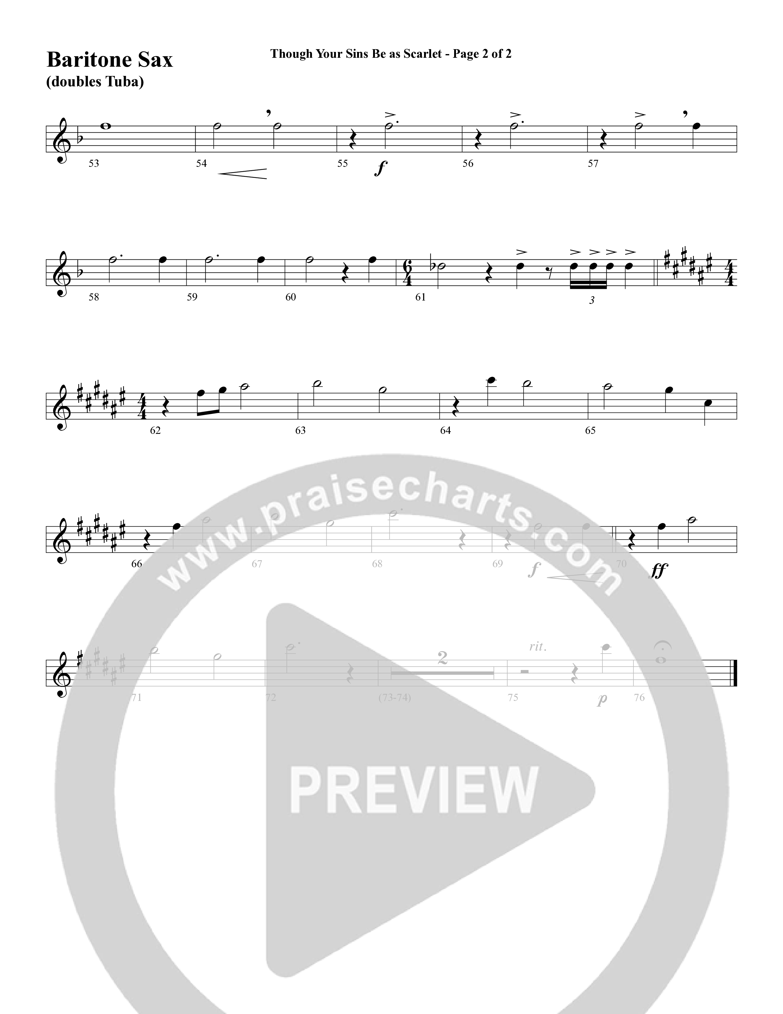 Though Your Sins Be as Scarlet (Choral Anthem SATB) Bari Sax (Word Music Choral / Geron Davis / Elizabeth Goodine / Wayne Goodine)