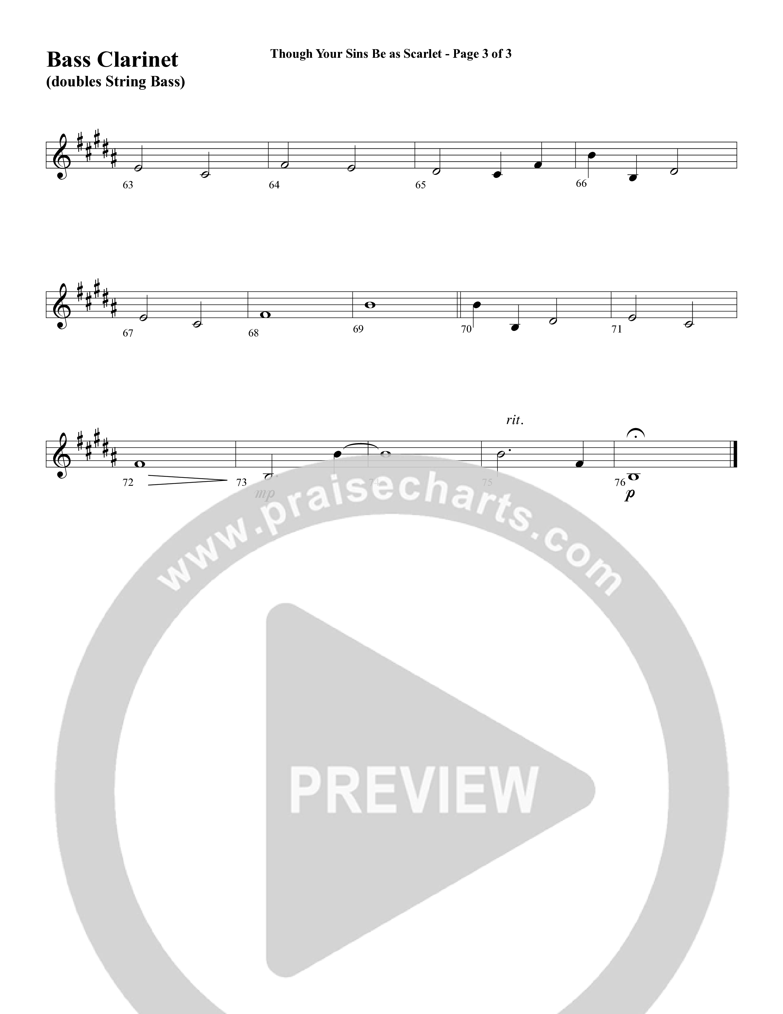Though Your Sins Be as Scarlet (Choral Anthem SATB) Bass Clarinet (Word Music Choral / Geron Davis / Elizabeth Goodine / Wayne Goodine)