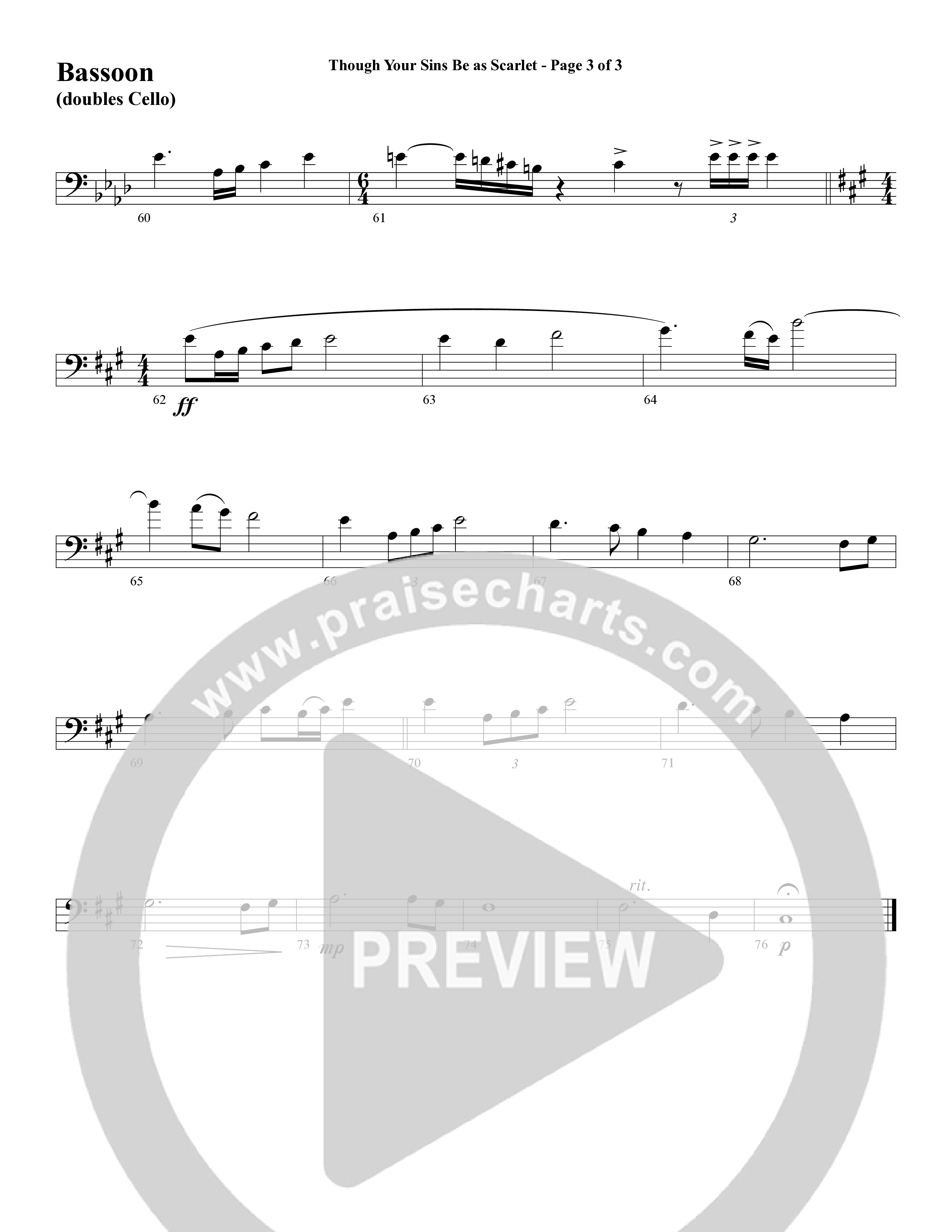 Though Your Sins Be as Scarlet (Choral Anthem SATB) Bassoon (Word Music Choral / Geron Davis / Elizabeth Goodine / Wayne Goodine)