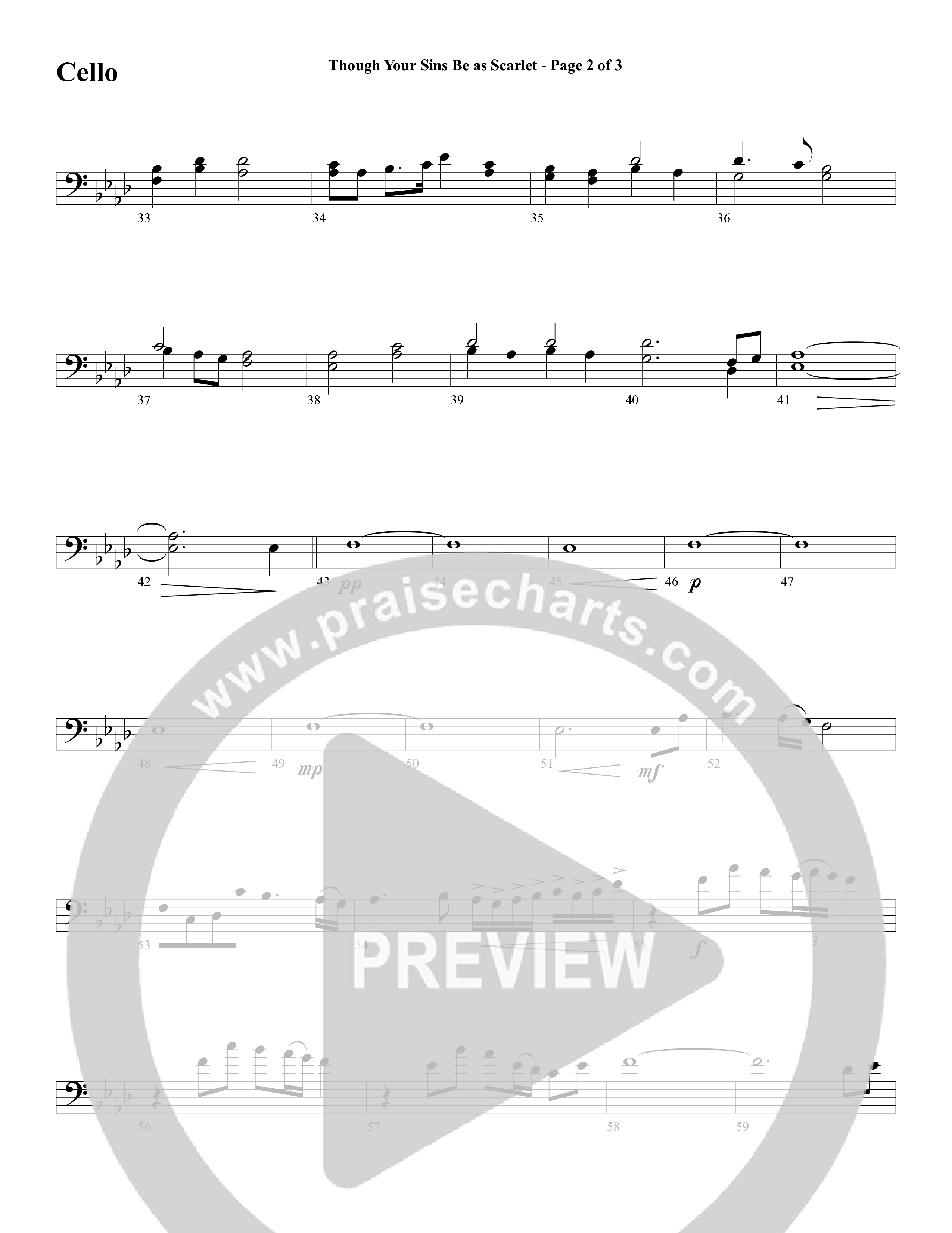 Though Your Sins Be as Scarlet (Choral Anthem SATB) Cello (Word Music Choral / Geron Davis / Elizabeth Goodine / Wayne Goodine)