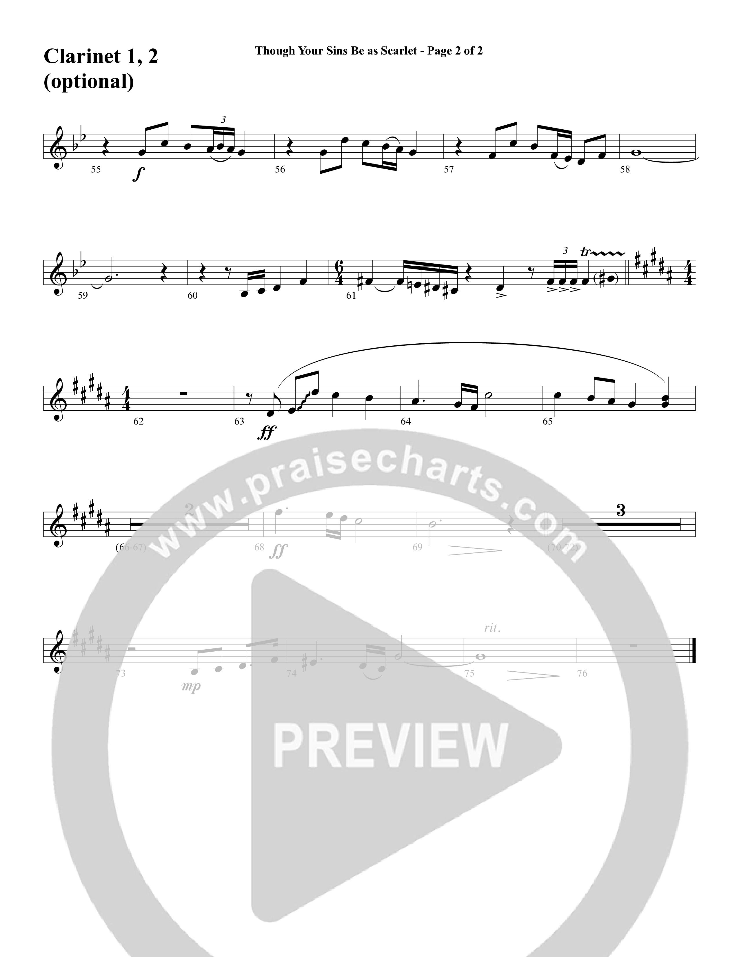 Though Your Sins Be as Scarlet (Choral Anthem SATB) Clarinet (Word Music Choral / Geron Davis / Elizabeth Goodine / Wayne Goodine)