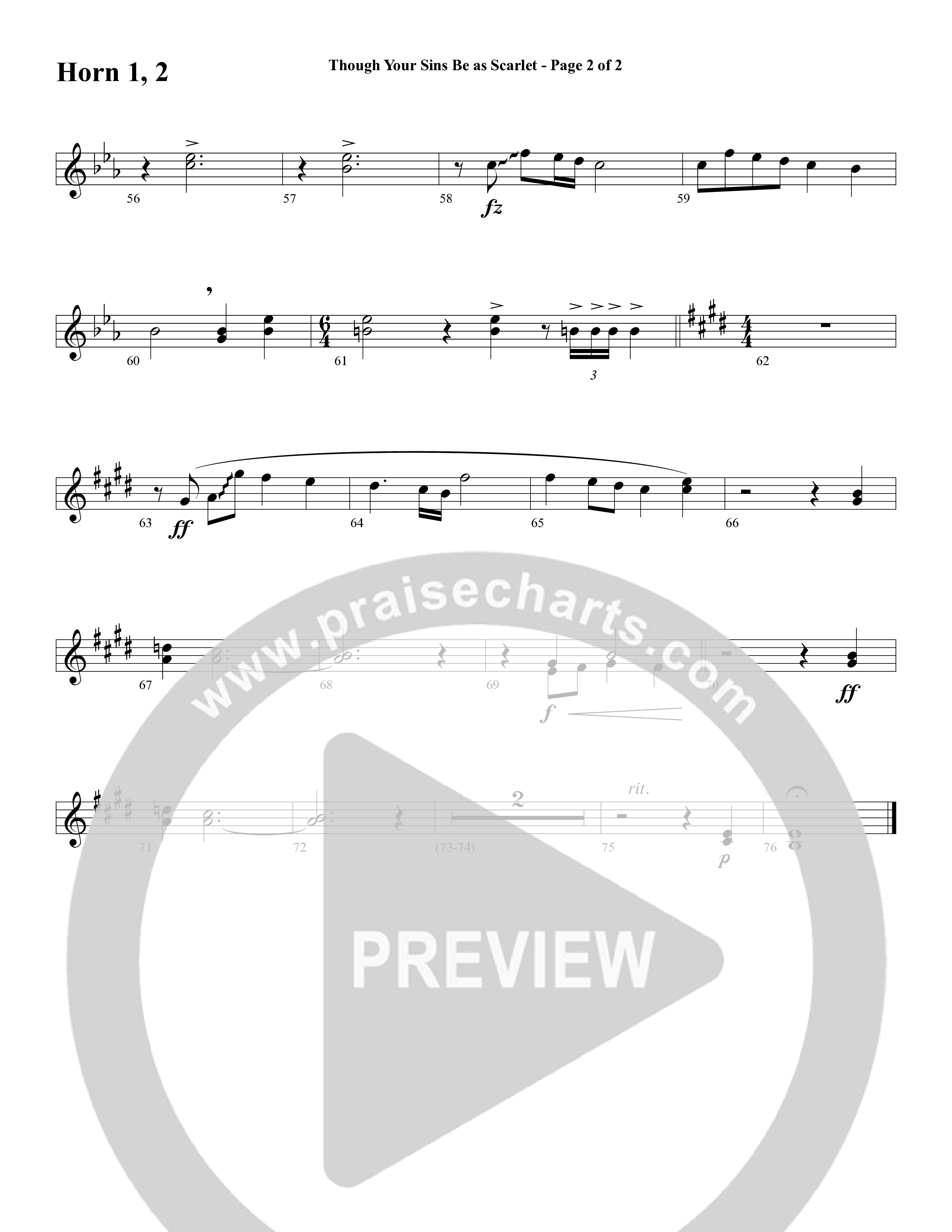 Though Your Sins Be as Scarlet (Choral Anthem SATB) French Horn 1/2 (Word Music Choral / Geron Davis / Elizabeth Goodine / Wayne Goodine)