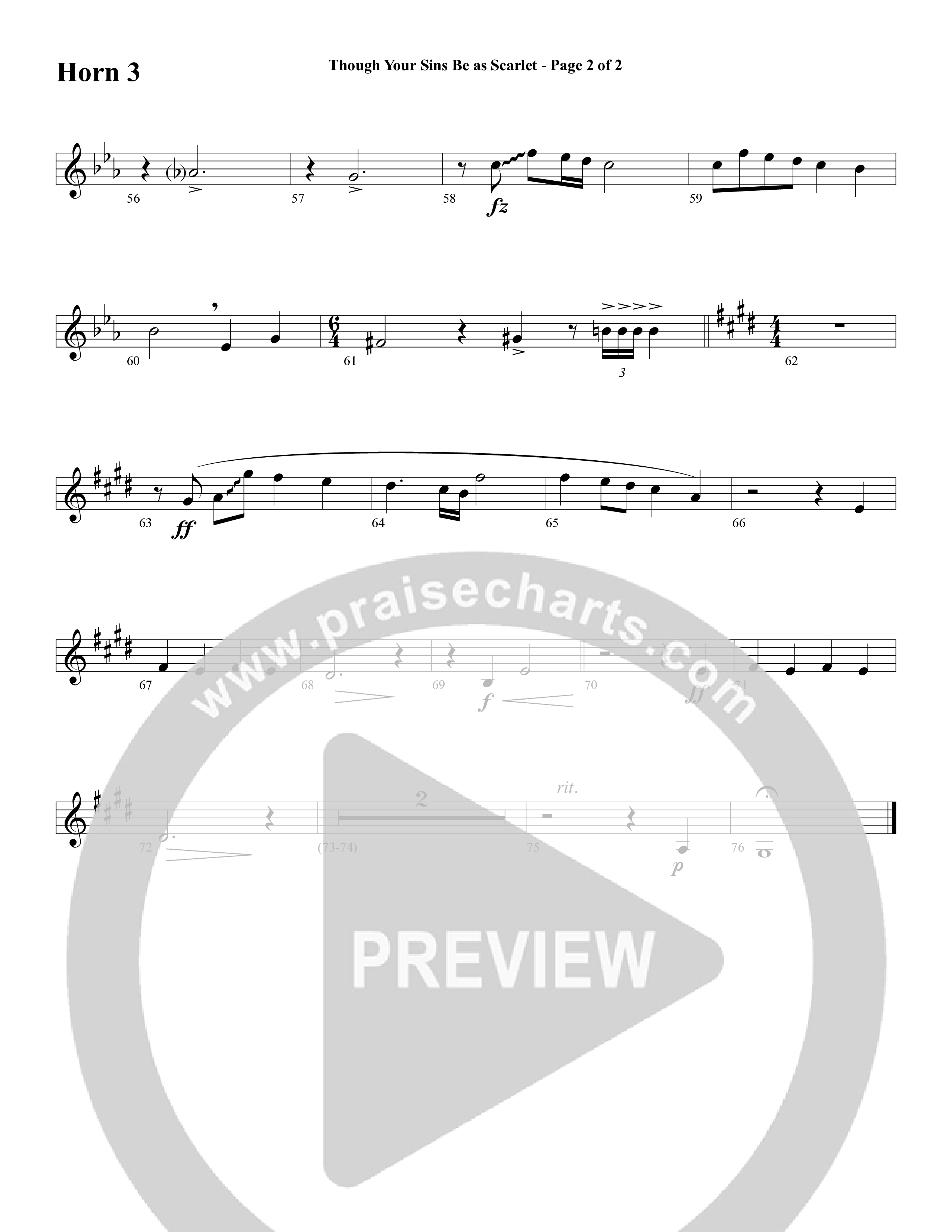 Though Your Sins Be as Scarlet (Choral Anthem SATB) French Horn 3 (Word Music Choral / Geron Davis / Elizabeth Goodine / Wayne Goodine)