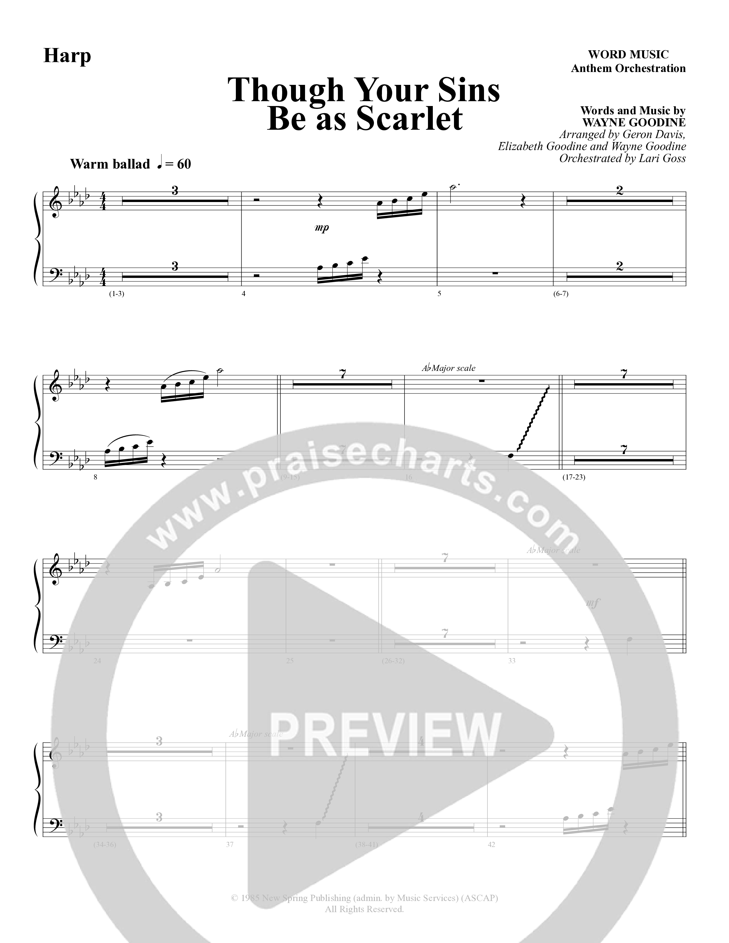 Though Your Sins Be as Scarlet (Choral Anthem SATB) Harp (Word Music Choral / Geron Davis / Elizabeth Goodine / Wayne Goodine)