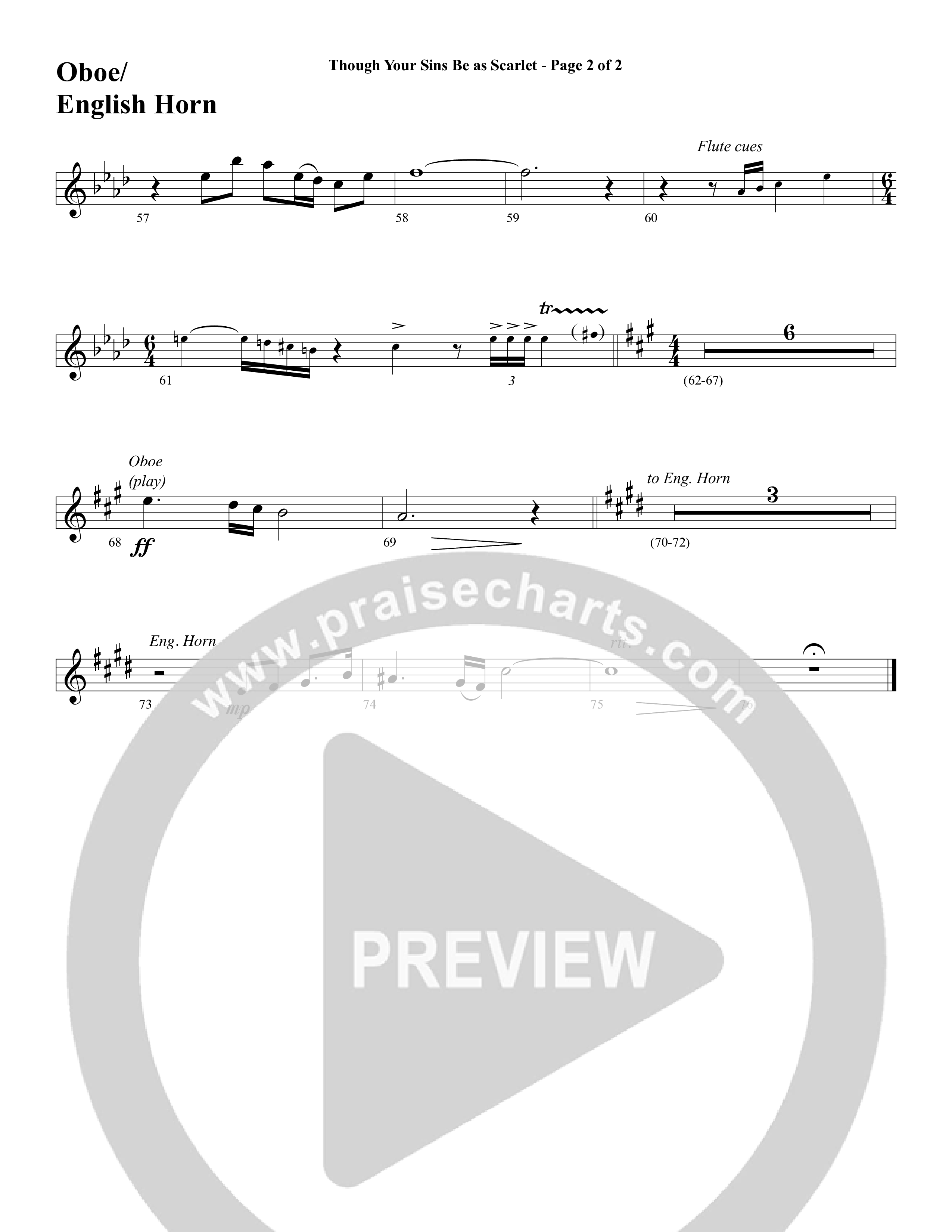 Though Your Sins Be as Scarlet (Choral Anthem SATB) Oboe (Word Music Choral / Geron Davis / Elizabeth Goodine / Wayne Goodine)