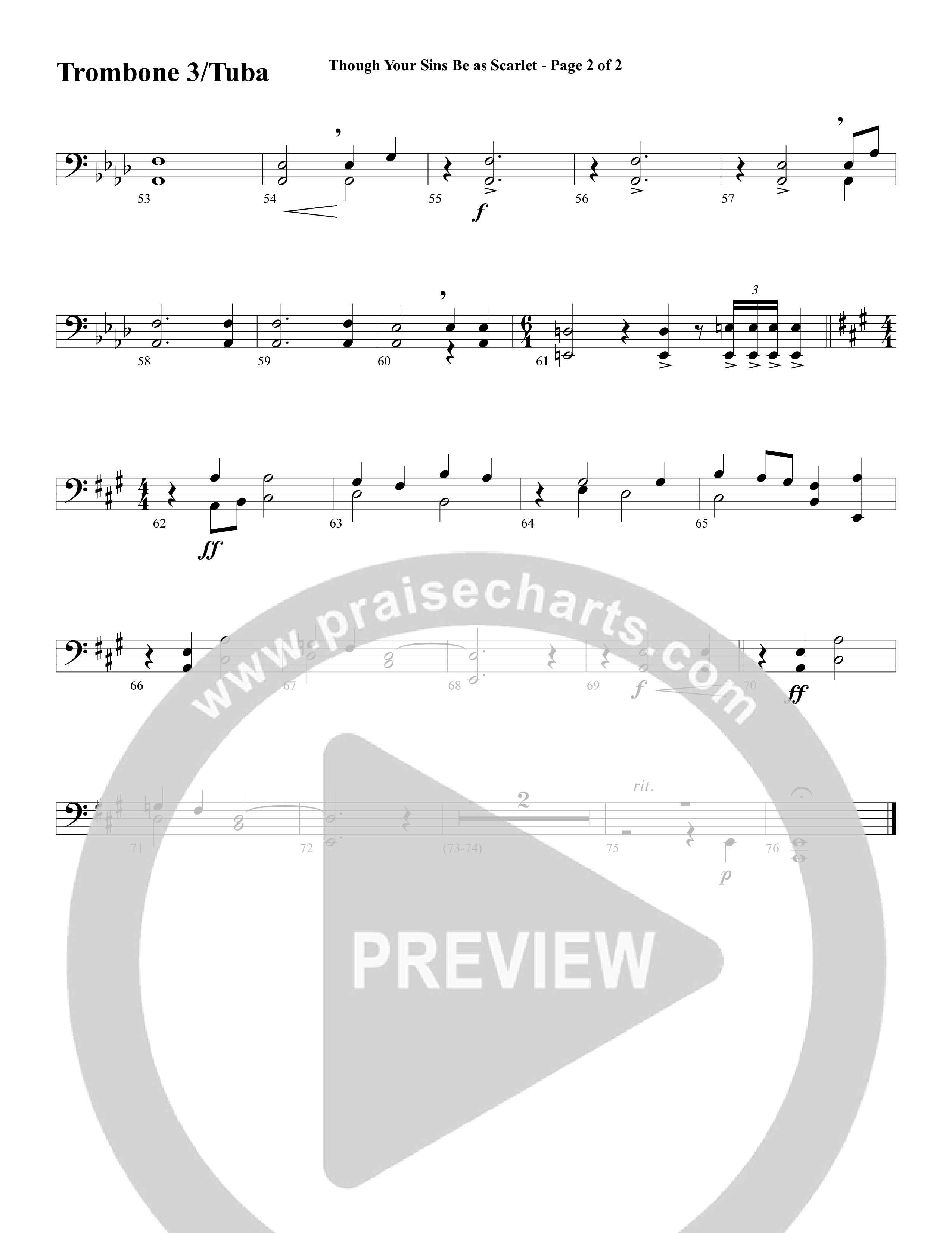 Though Your Sins Be as Scarlet (Choral Anthem SATB) Trombone 3/Tuba (Word Music Choral / Geron Davis / Elizabeth Goodine / Wayne Goodine)