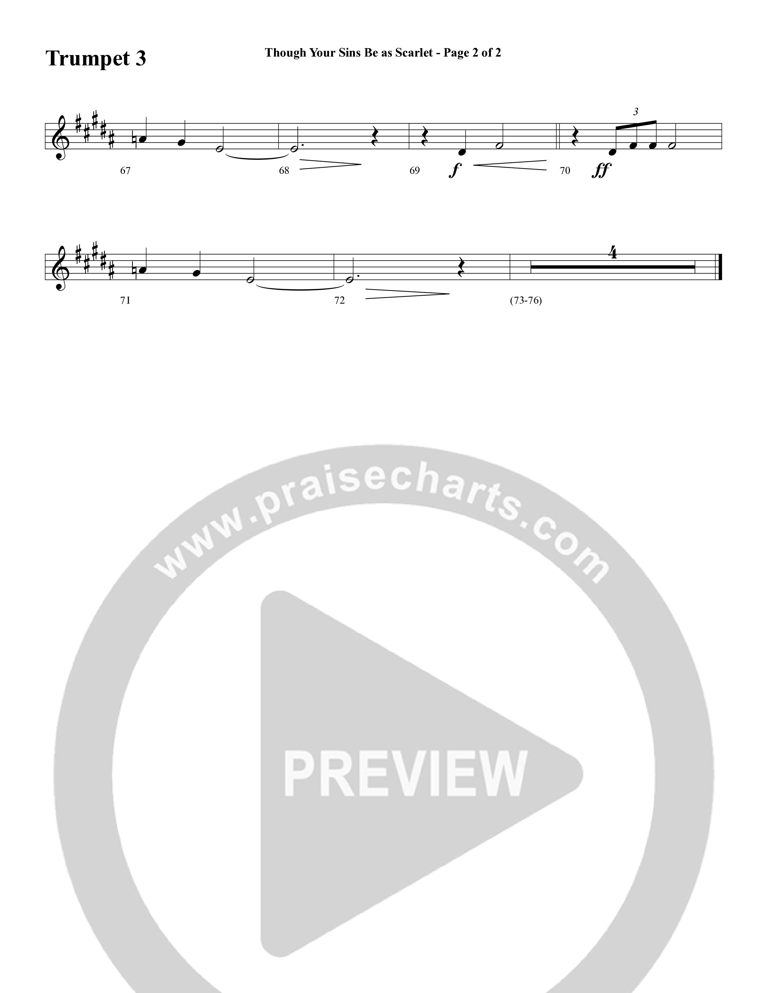 Though Your Sins Be as Scarlet (Choral Anthem SATB) Trumpet 3 (Word Music Choral / Geron Davis / Elizabeth Goodine / Wayne Goodine)