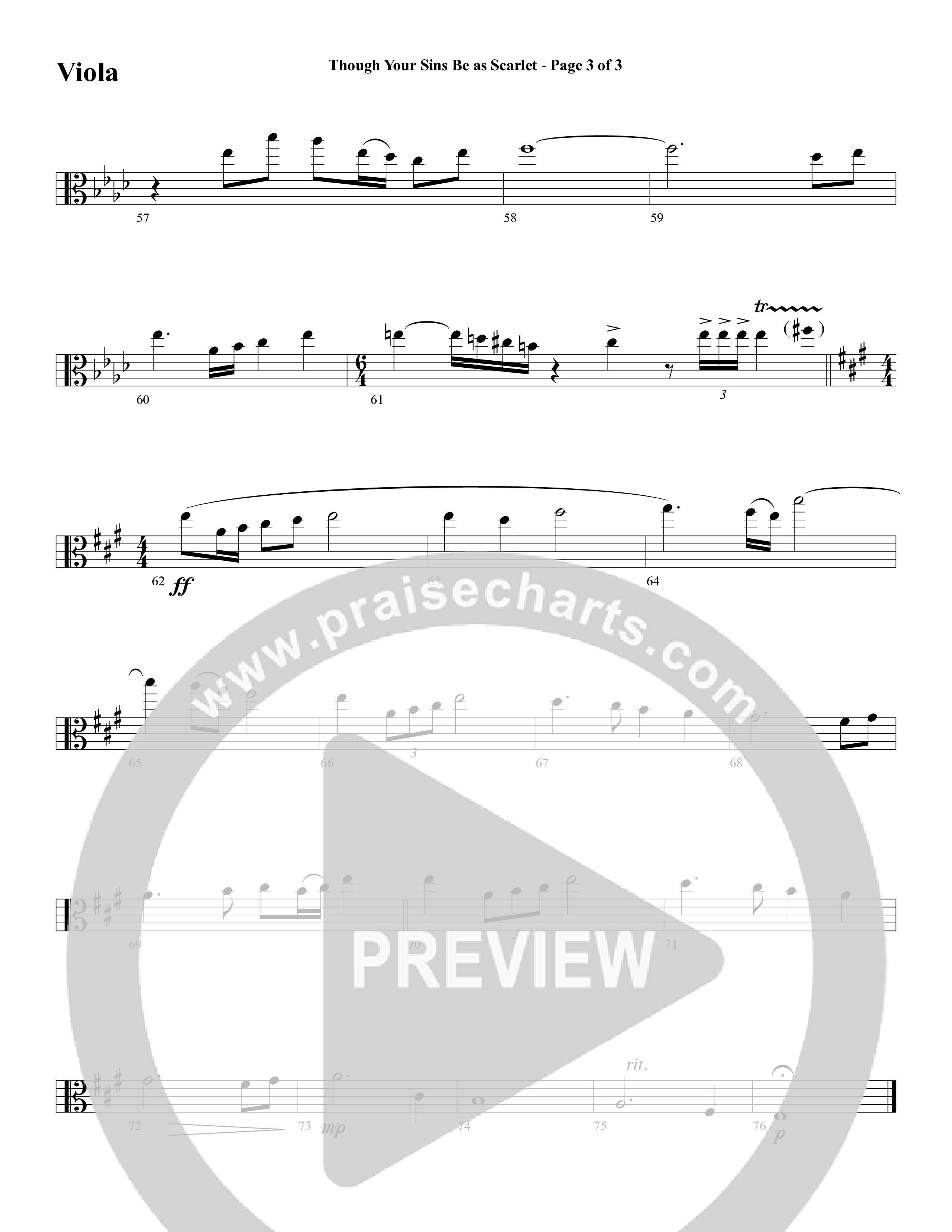 Though Your Sins Be as Scarlet (Choral Anthem SATB) Viola (Word Music Choral / Geron Davis / Elizabeth Goodine / Wayne Goodine)