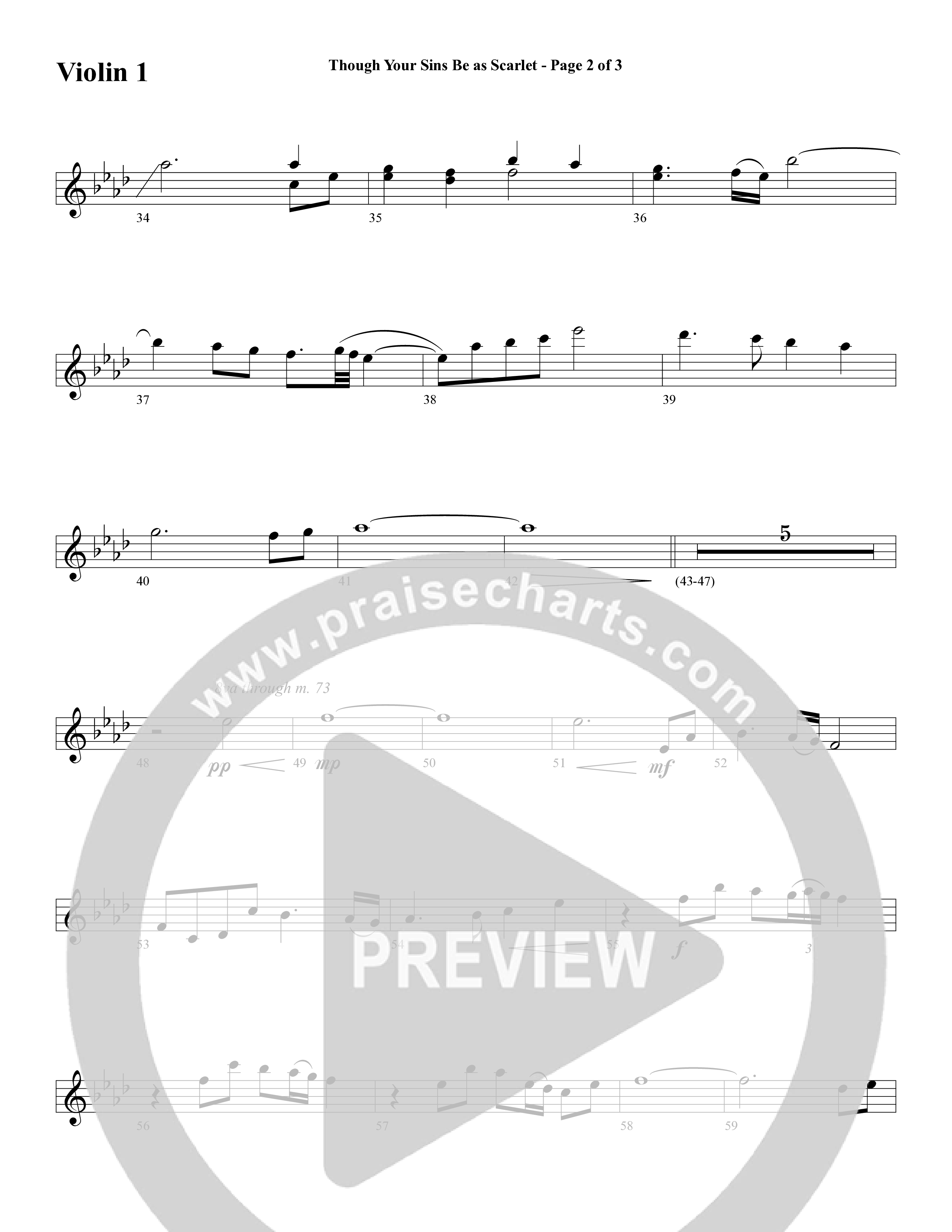 Though Your Sins Be as Scarlet (Choral Anthem SATB) Violin 1/2 (Word Music Choral / Geron Davis / Elizabeth Goodine / Wayne Goodine)
