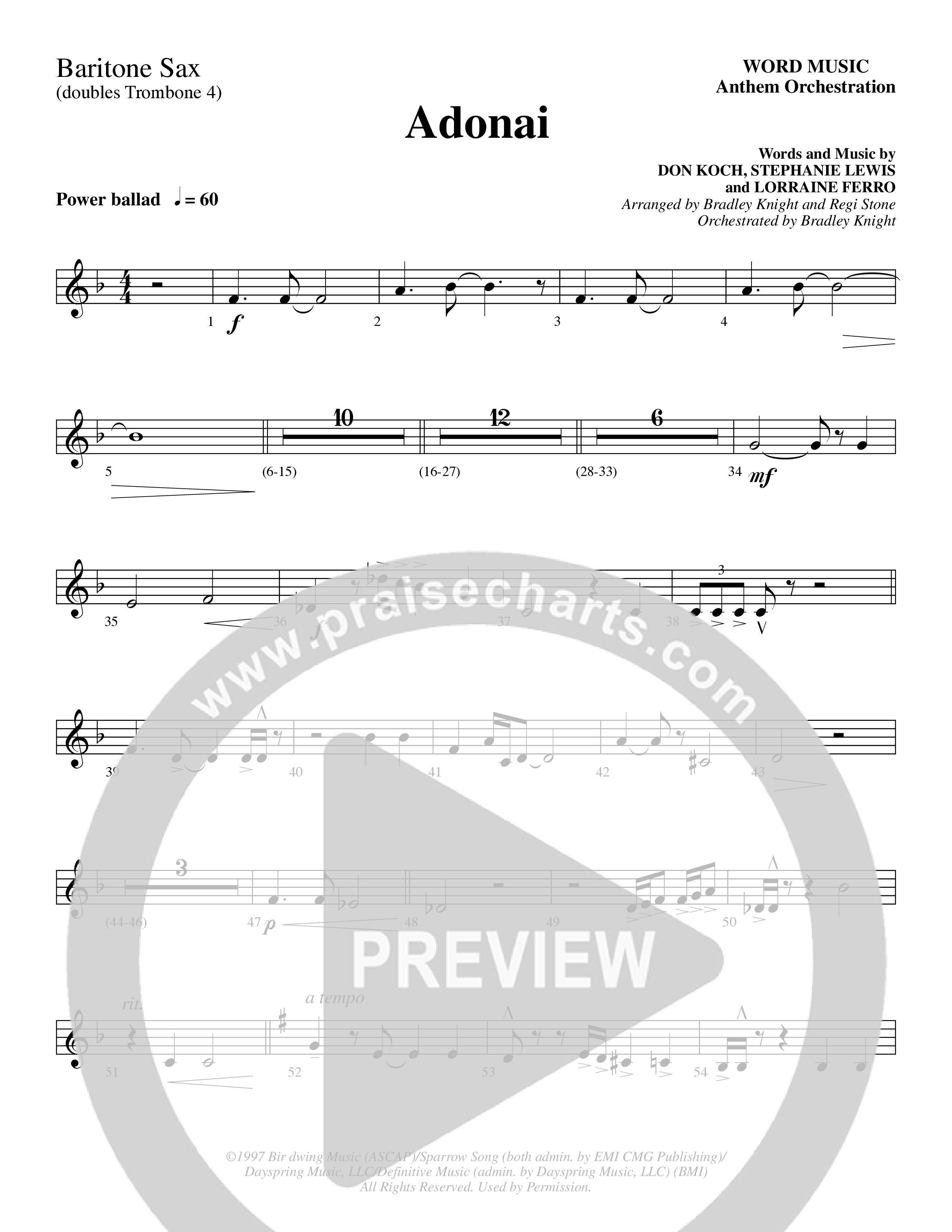 Adonai (Choral Anthem SATB) Bari Sax (Word Music Choral / Bradley Knight / Regi Stone)