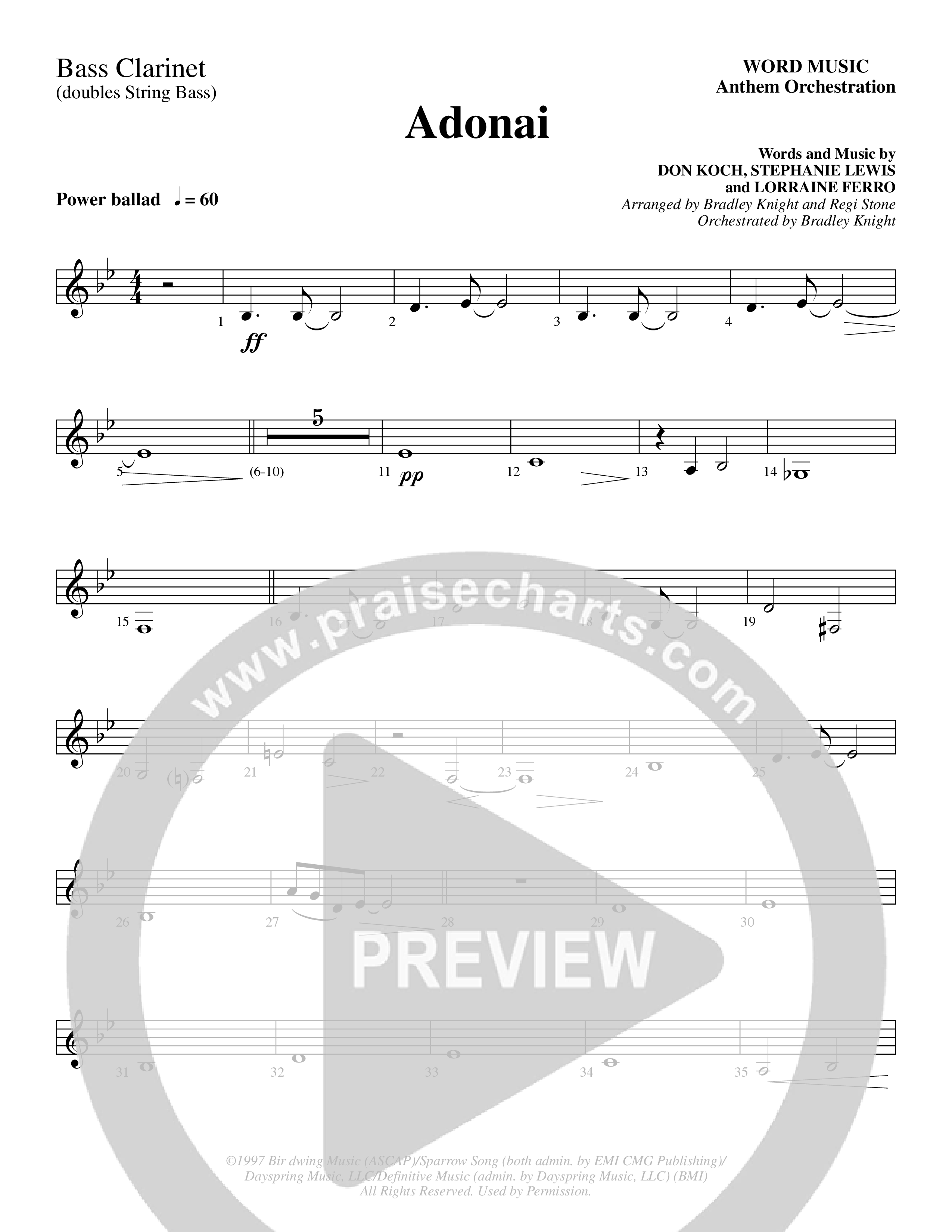 Adonai (Choral Anthem SATB) Bass Clarinet (Word Music Choral / Bradley Knight / Regi Stone)